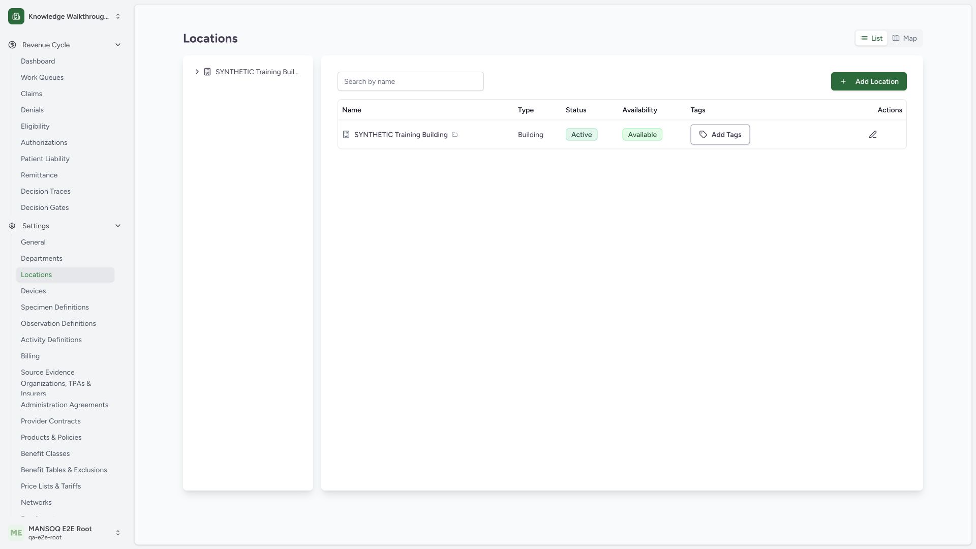 Distinguish manual Add Location from the separate CSV import page. Actual wide MANSOQ synthetic location import view.