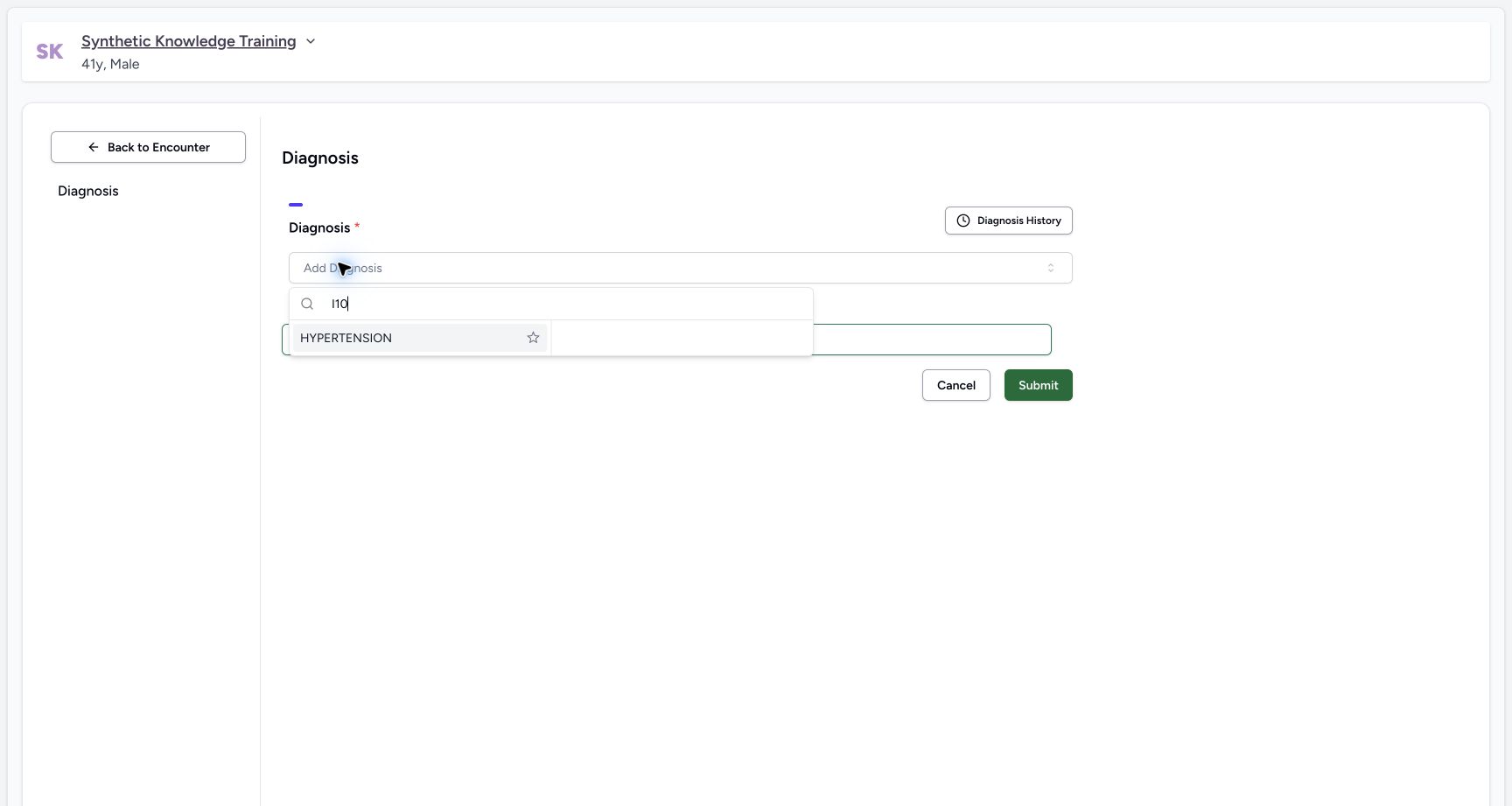 Search the installed I10 diagnosis term. Actual MANSOQ software with explicitly synthetic local training data.