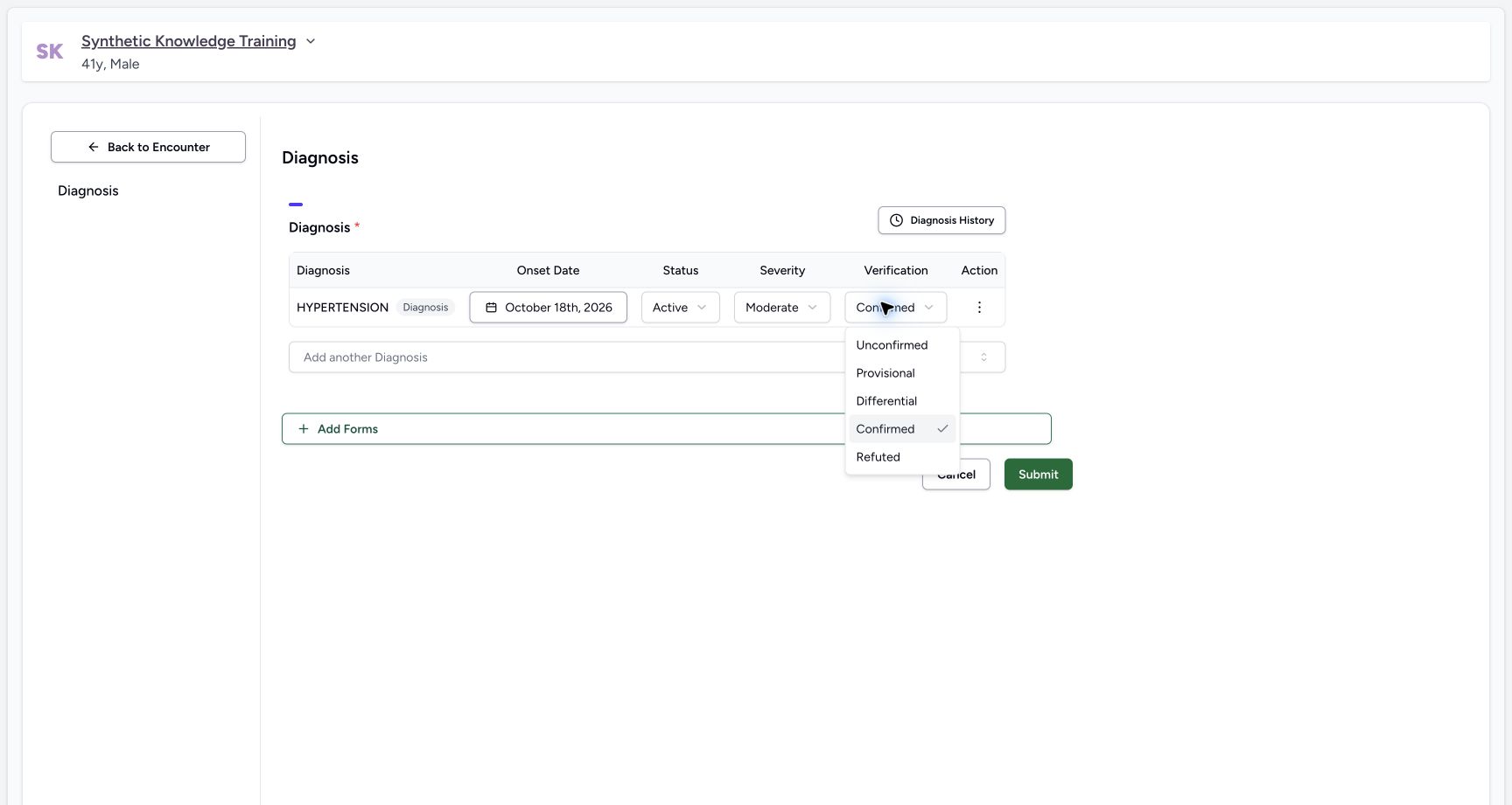 Choose diagnostic verification. Actual MANSOQ software with explicitly synthetic local training data.