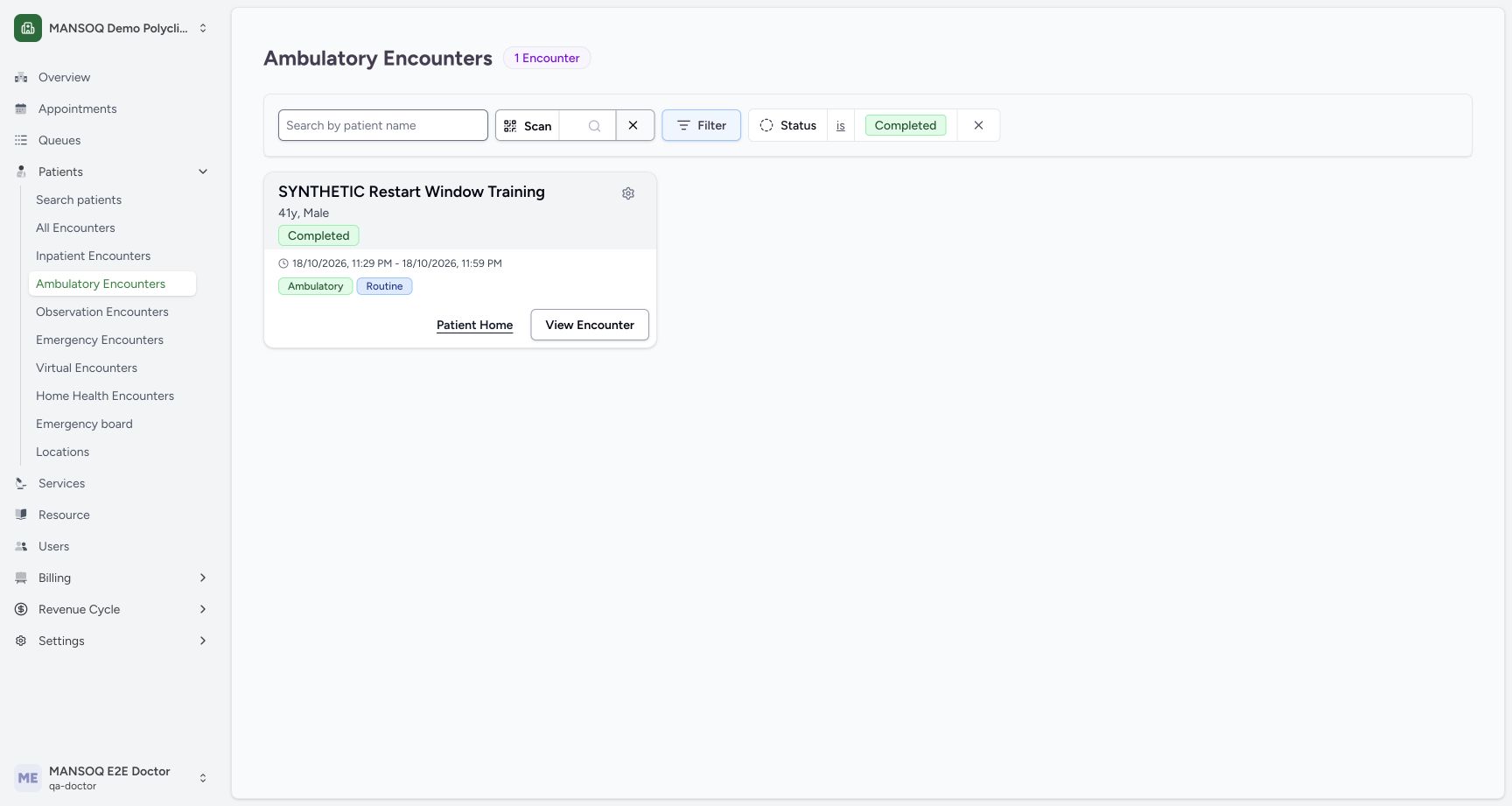 Verify the separate example target. Actual MANSOQ wide desktop.