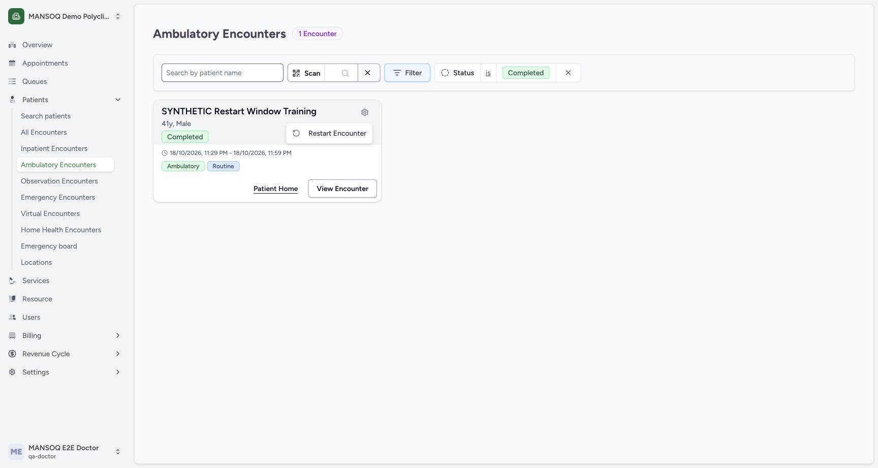 Review the separate example action. Actual MANSOQ wide desktop.