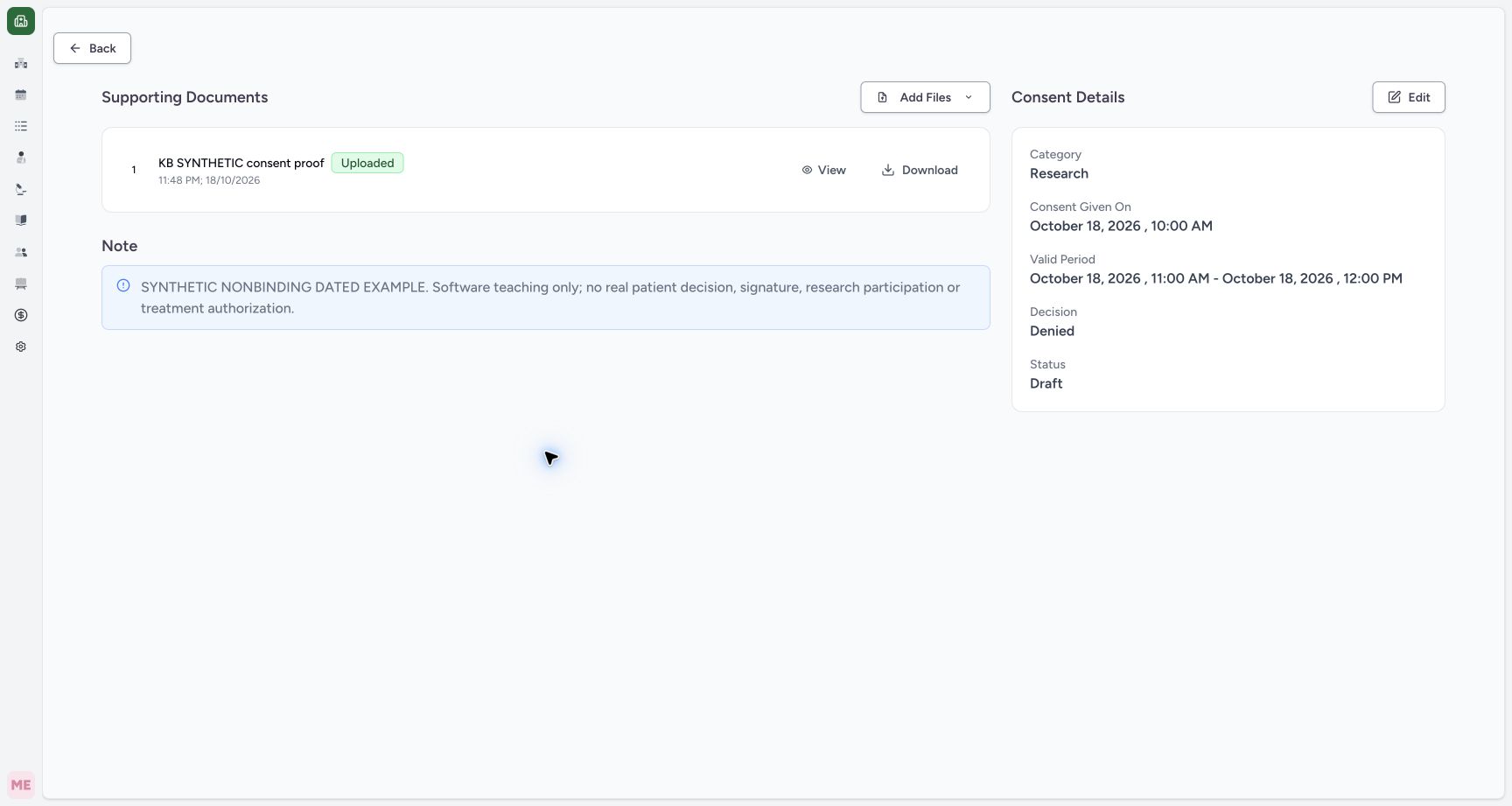 Read saved consent details. Actual 1728 by 921 MANSOQ desktop workflow.