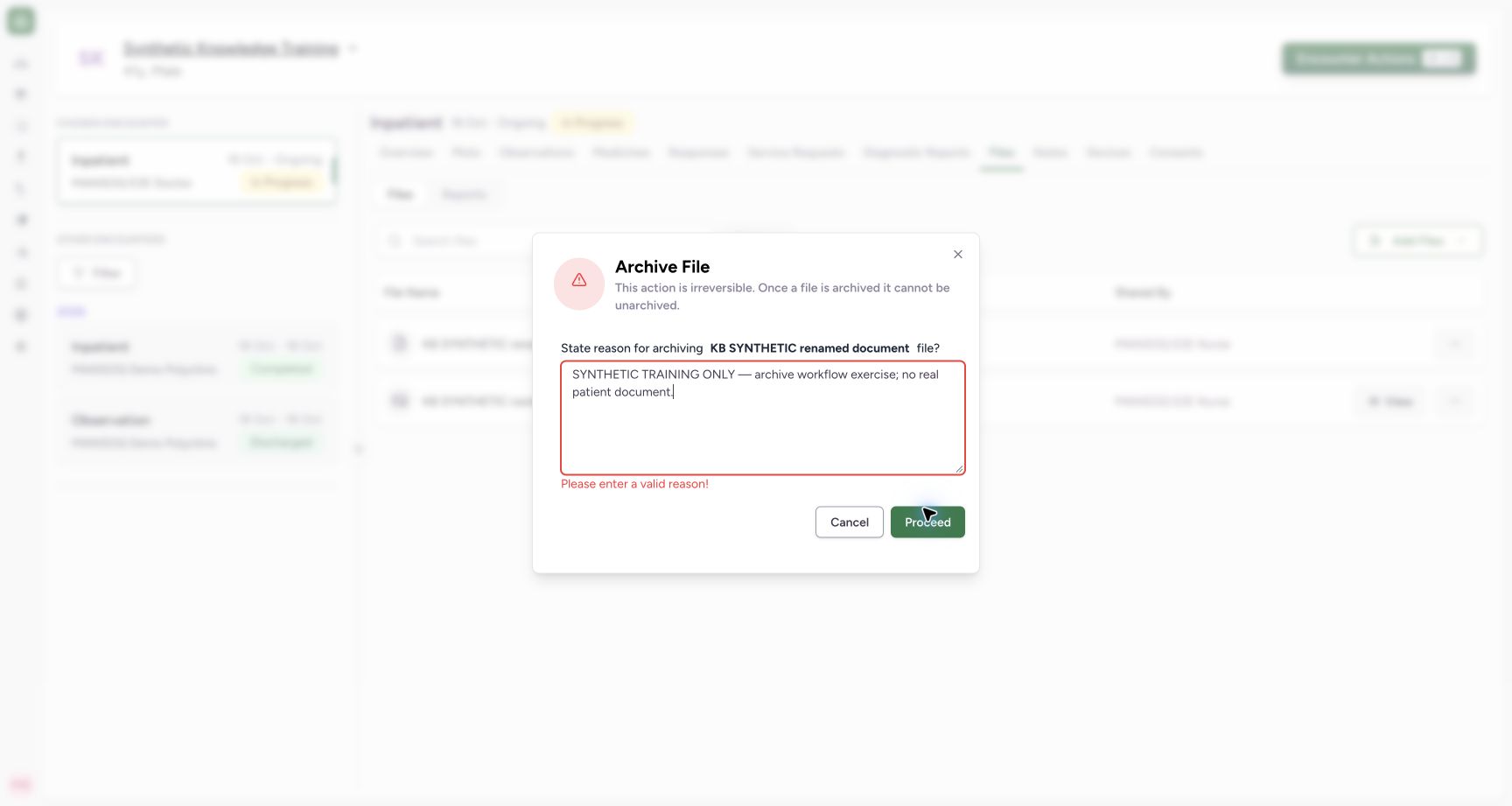 Review the archive reason before proceeding. Actual 1728 by 921 MANSOQ desktop workflow.
