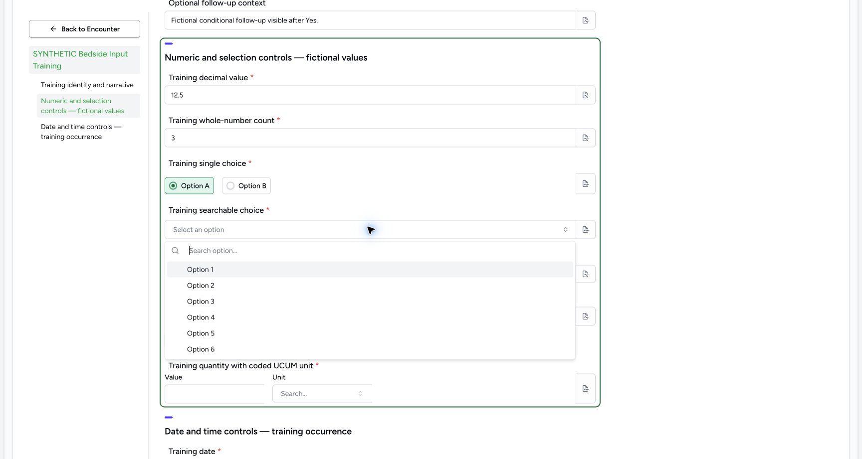 Searchable choice. Genuine 1728 by 921 desktop capture of the configured synthetic teaching form.