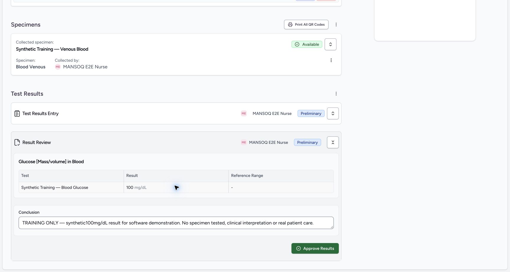 Saved preliminary result awaiting review. Actual MANSOQ software with explicitly synthetic training records.