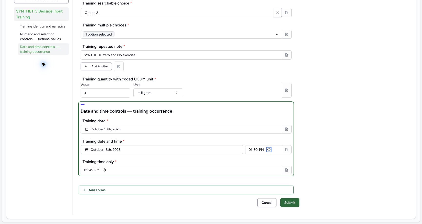 Review committed dates and submit. Actual MANSOQ desktop screenshot.