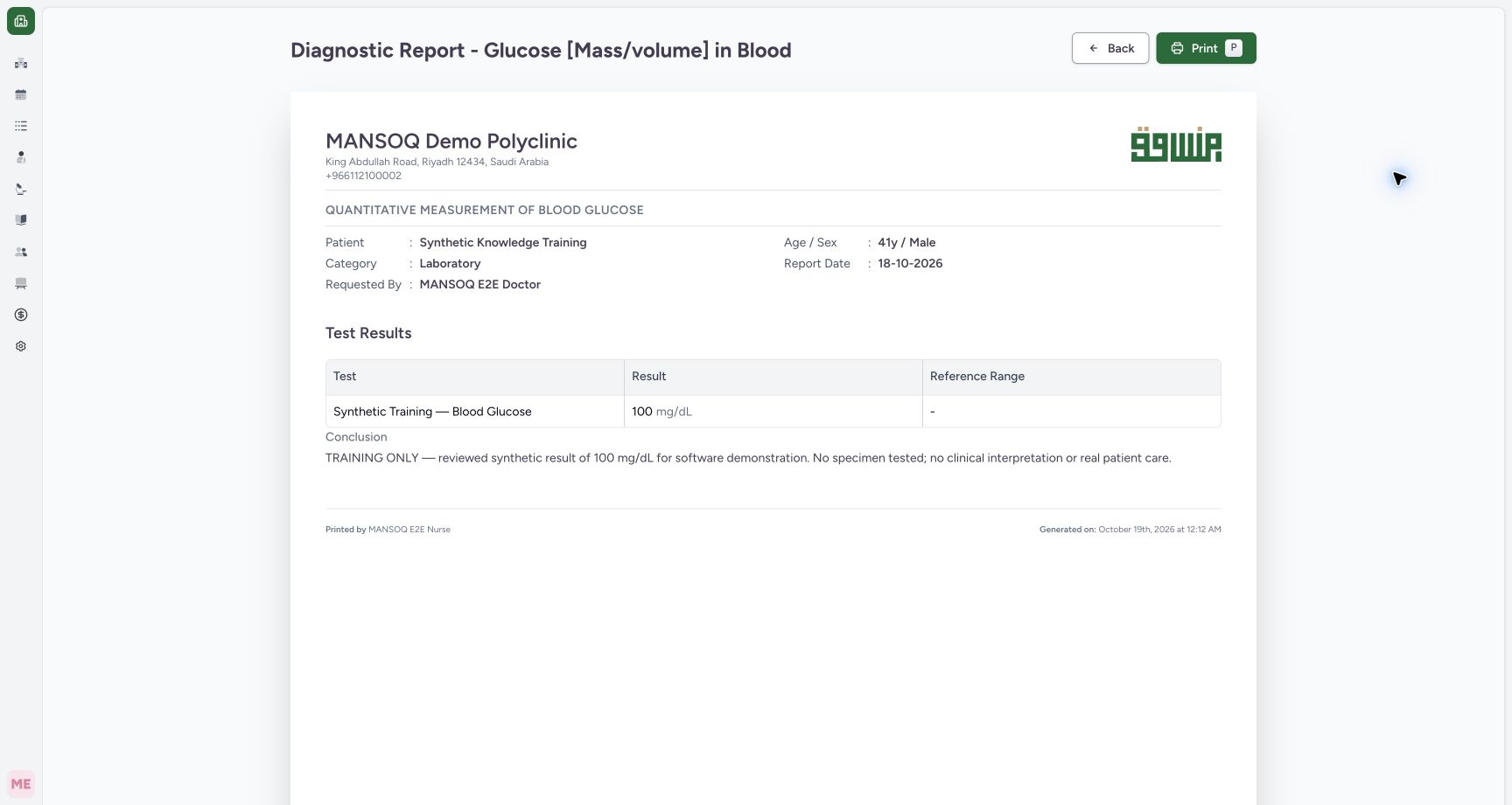 Inspect diagnostic print context. Actual MANSOQ desktop screenshot.