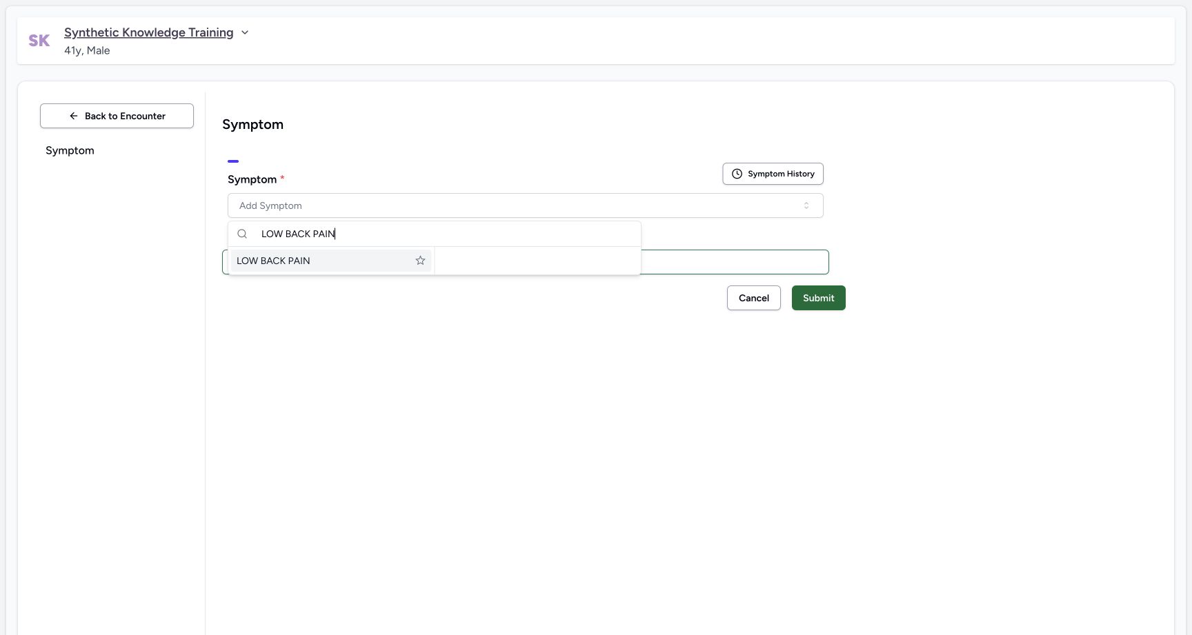 Search configured symptom terminology. Actual 1728 by 921 desktop MANSOQ symptom workflow.