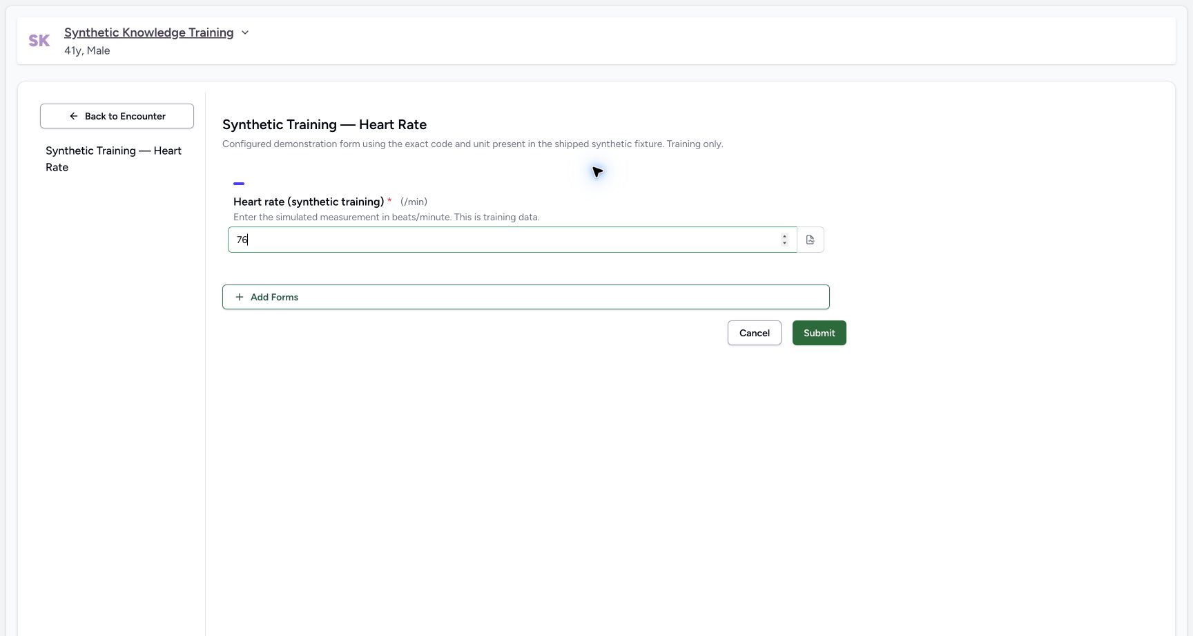 Submit second. Genuine 1728 by 921 desktop screenshot of synthetic clinical training.