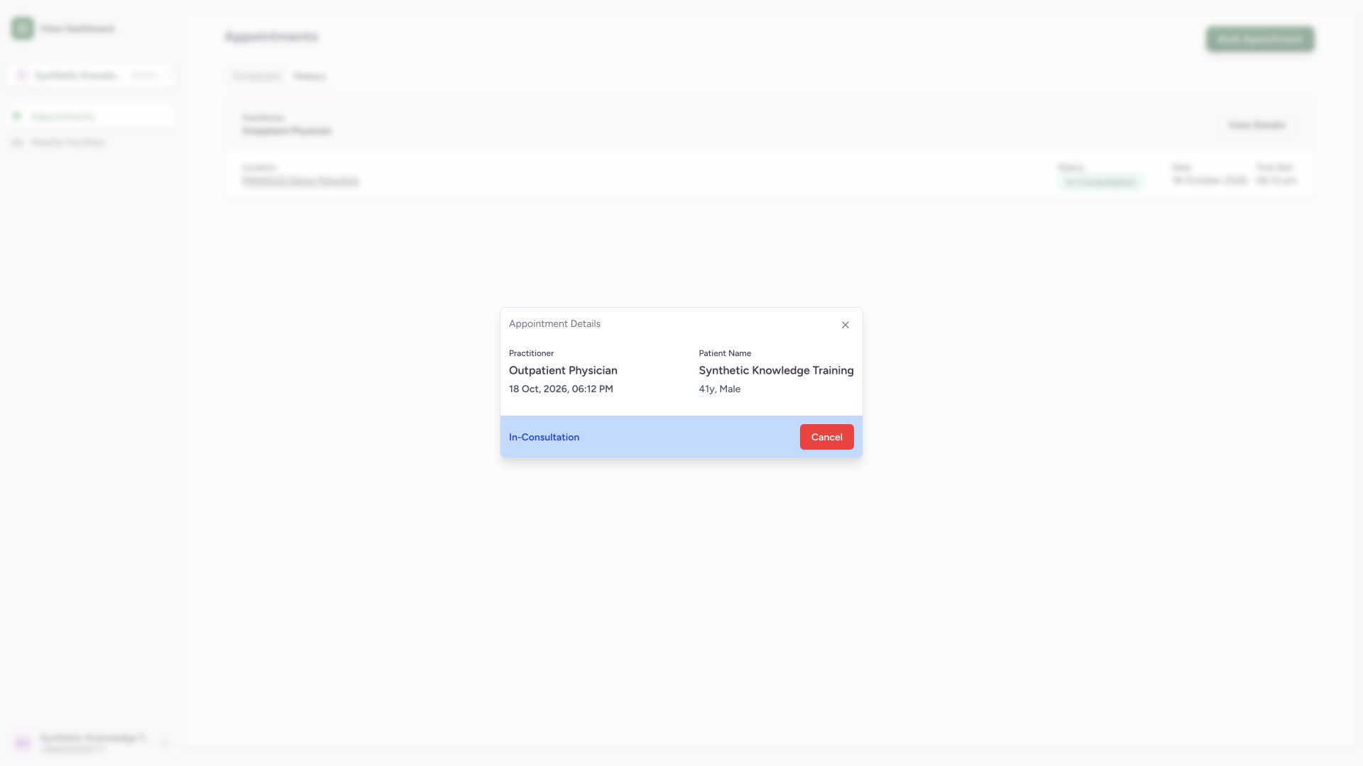 Appointment details. Genuine 1920 by 1080 MANSOQ desktop capture with fictional local training records.