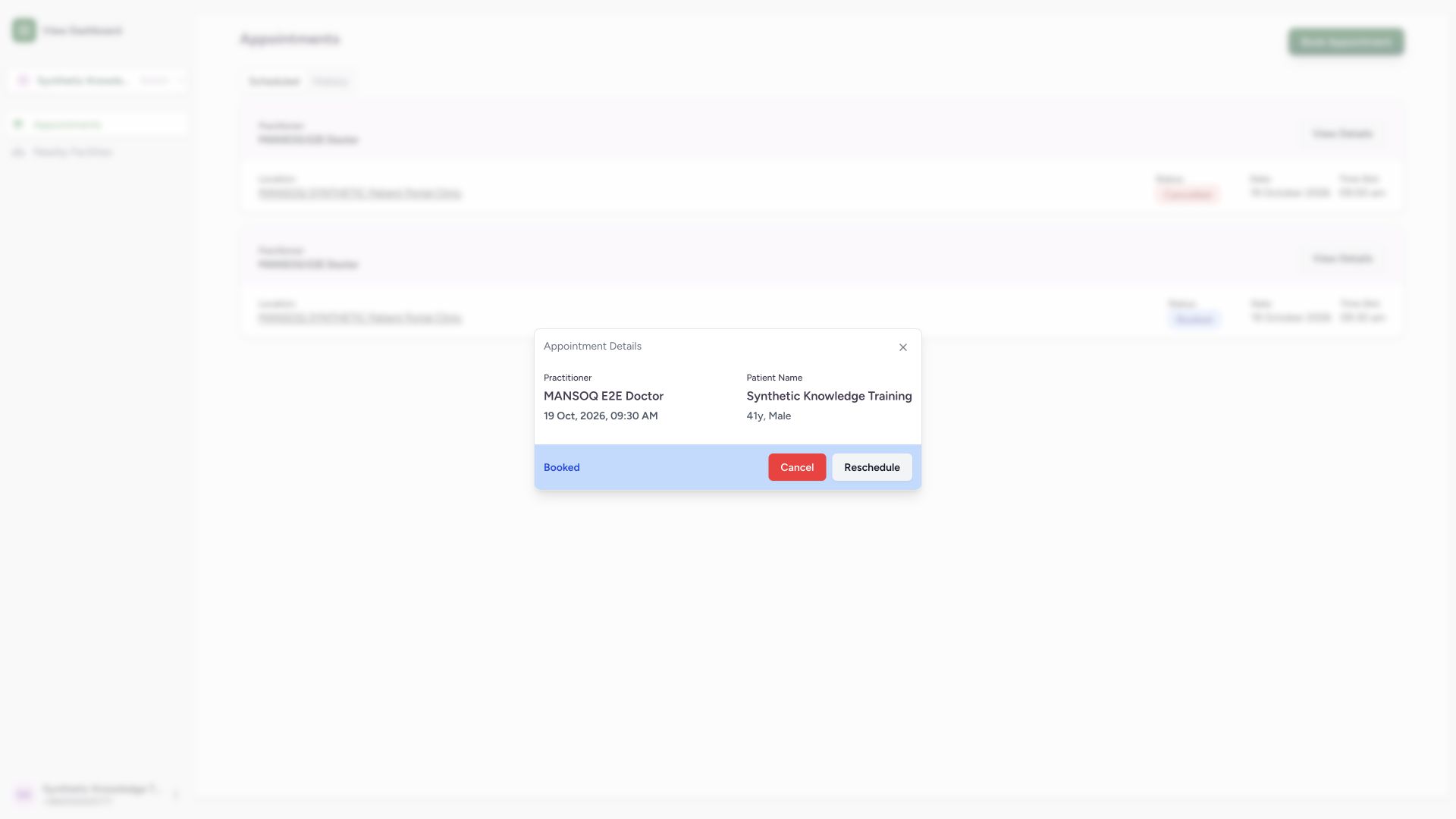 Cancel action. Genuine 1920 by 1080 MANSOQ desktop capture with fictional local training records.