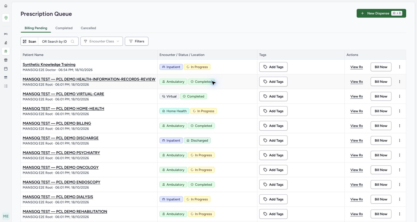 Find a prescription in the pharmacy queue. Actual MANSOQ application with explicitly synthetic local training data.