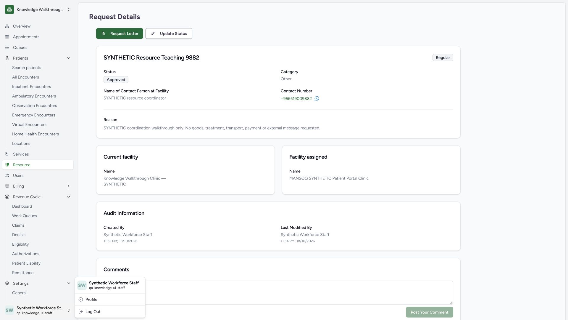 Confirm the current Staff identity and open Log Out. Actual wide MANSOQ synthetic existing Staff account sign-out and masked sign-in view.