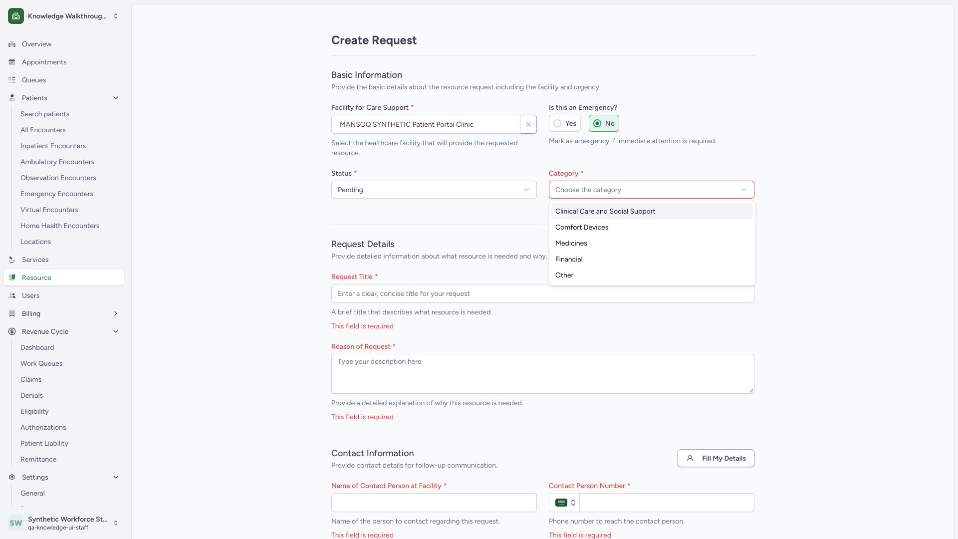 Review the five resource category choices. Actual wide MANSOQ synthetic Staff own-origin synthetic resource coordination, comments and request letter view.