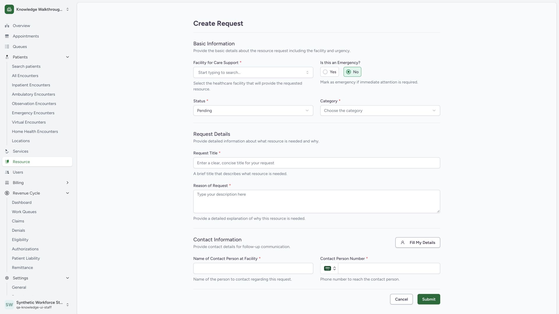 Review the resource request form before entering data. Actual wide MANSOQ synthetic Staff own-origin synthetic resource coordination, comments and request letter view.