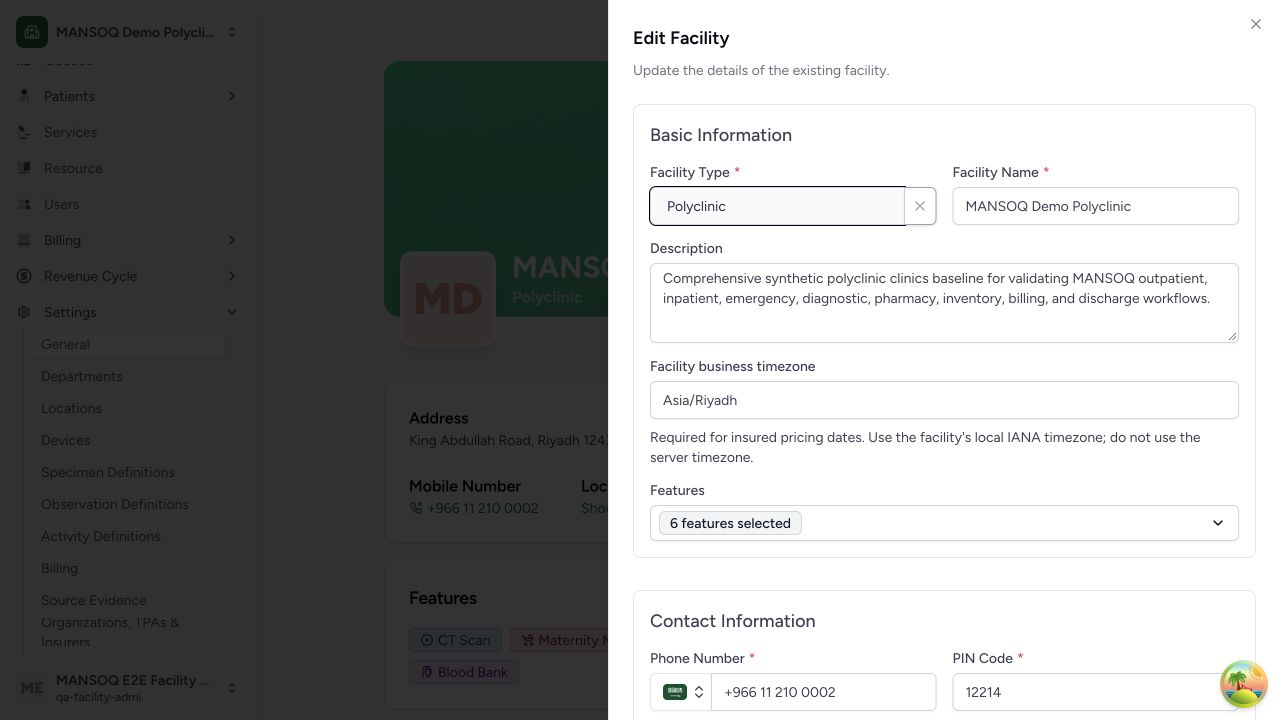 Facility business time zone and editable setup in the real MANSOQ application using explicitly synthetic training records.