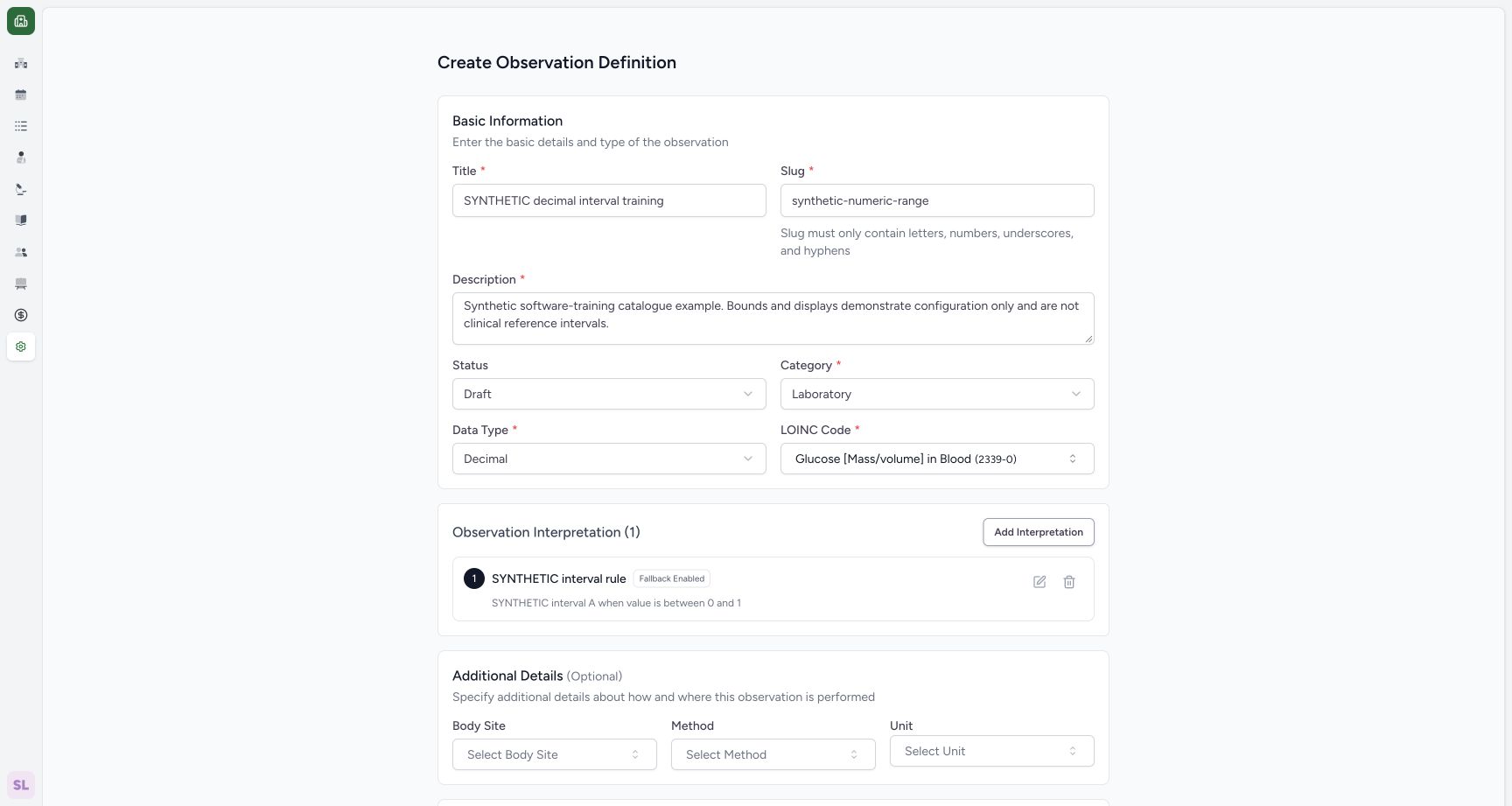 Review the local rule before creating the definition. Actual wide MANSOQ synthetic Laboratory Draft decimal interpretation creation view.