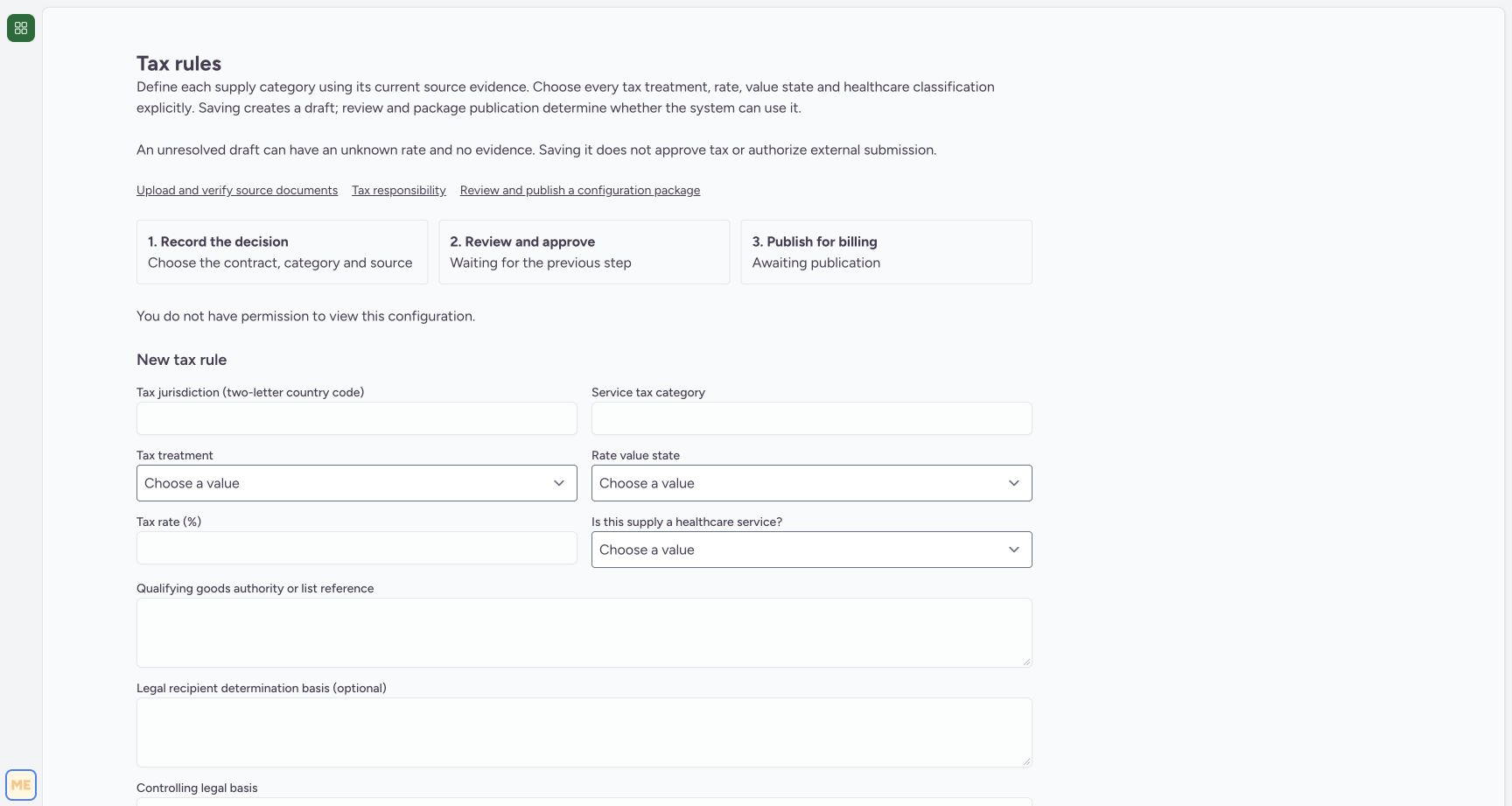 Tax rules displays You do not have permission to view this configuration for this Staff session