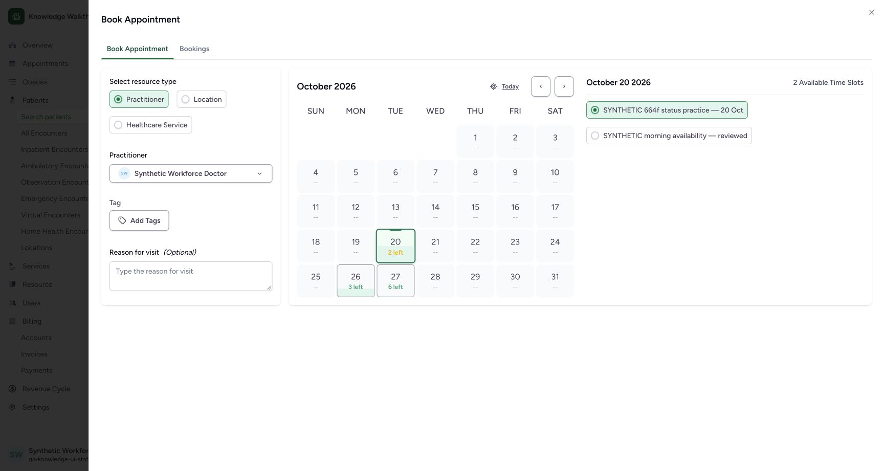 Choose the intended existing schedule. Genuine ordinary Staff workflow with explicitly fictional data.