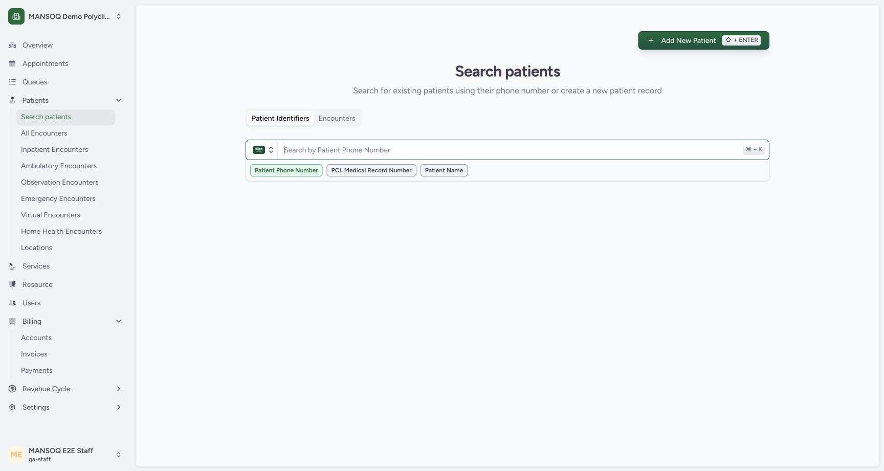Start a registration from Add New Patient. Actual synthetic Staff lesson.