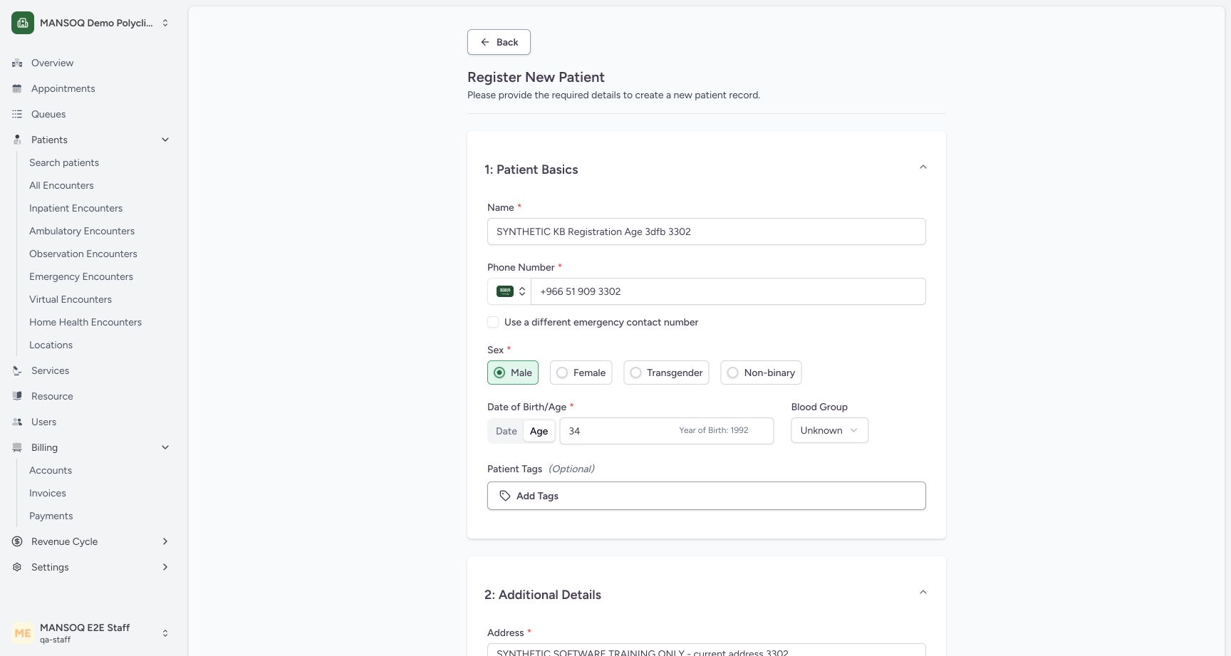 Review age-based registration with shared contact. Actual synthetic Staff lesson.