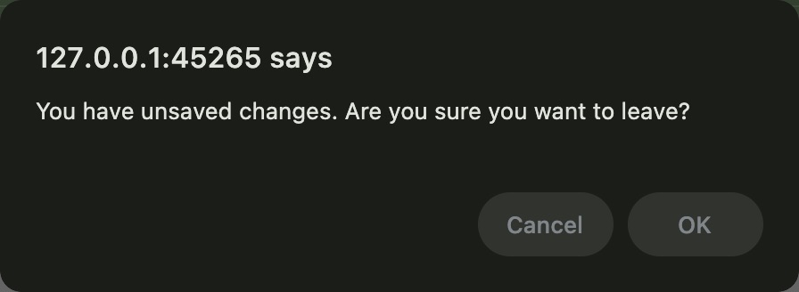 macOS native unsaved-change confirmation. Actual synthetic Staff lesson with the native macOS confirmation dialog.