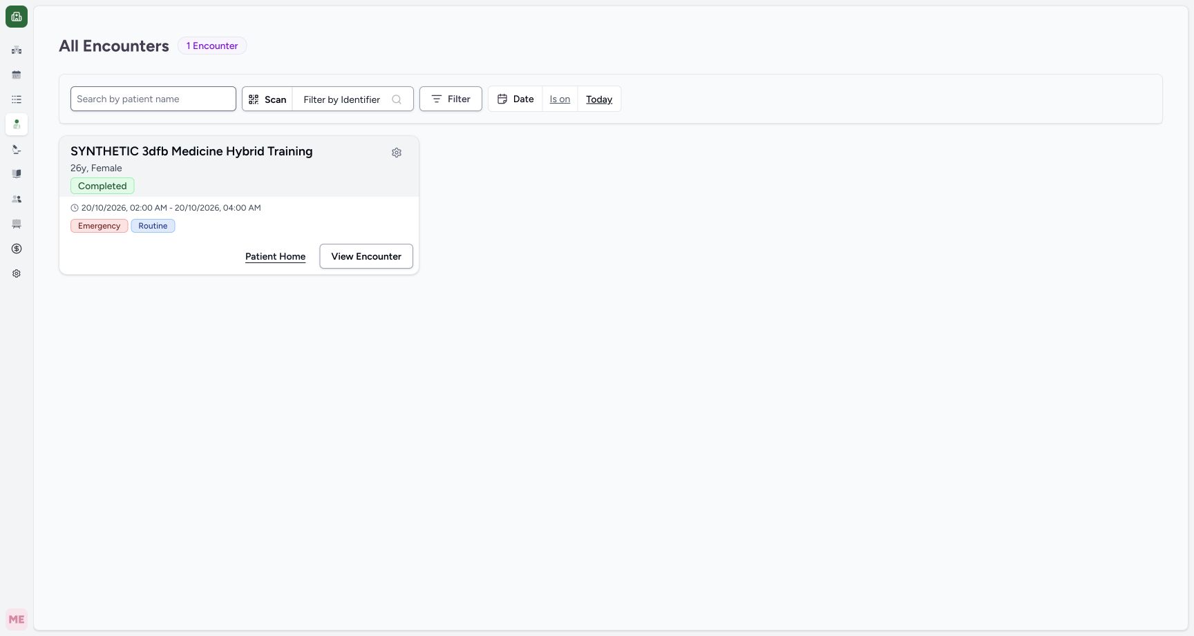 Encounter date filter in the fictional Allergy software exercise