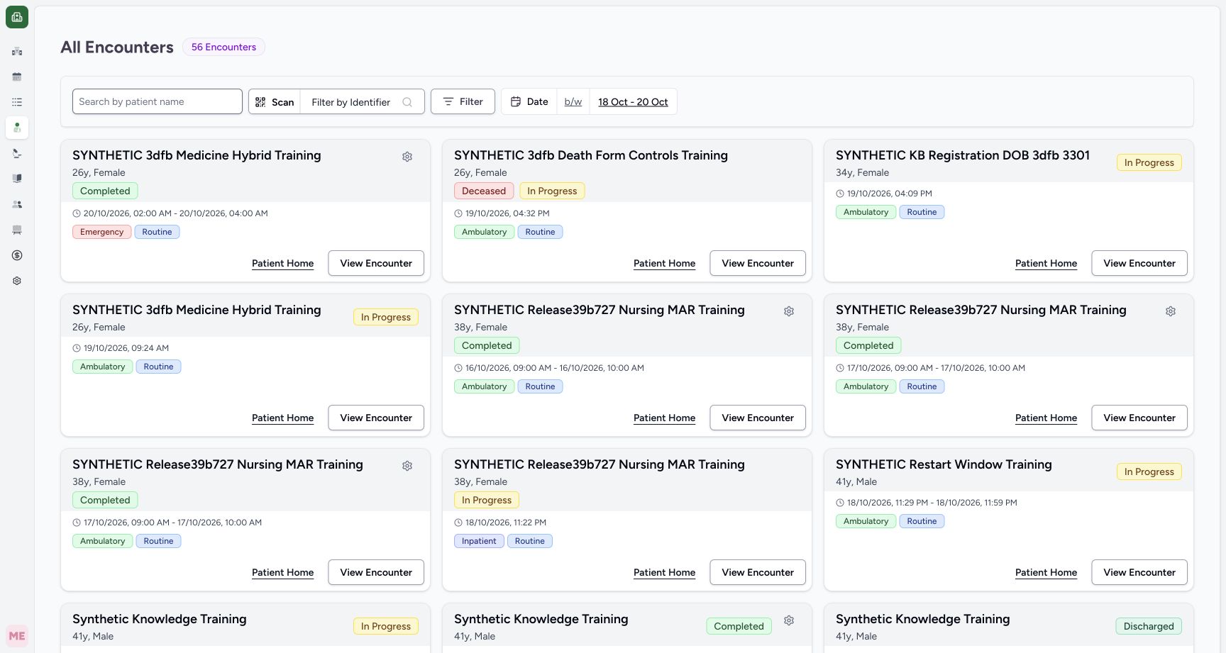 Select active training encounter in the fictional Allergy software exercise