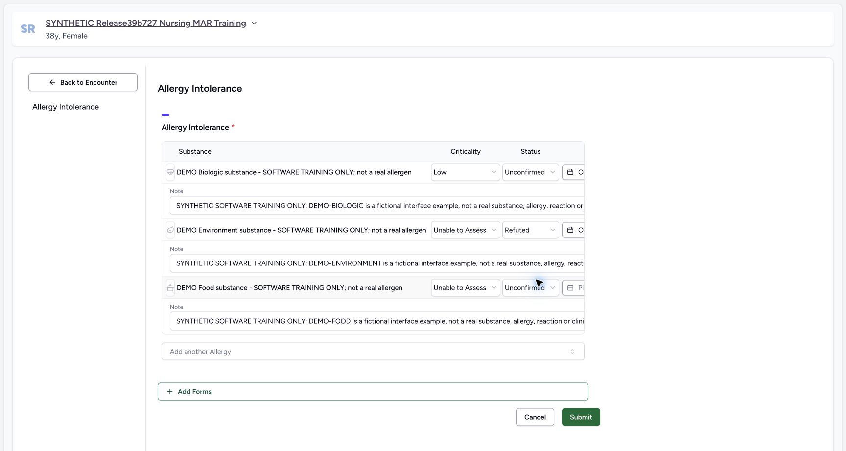 Doctor update refuted set in the fictional Allergy software exercise