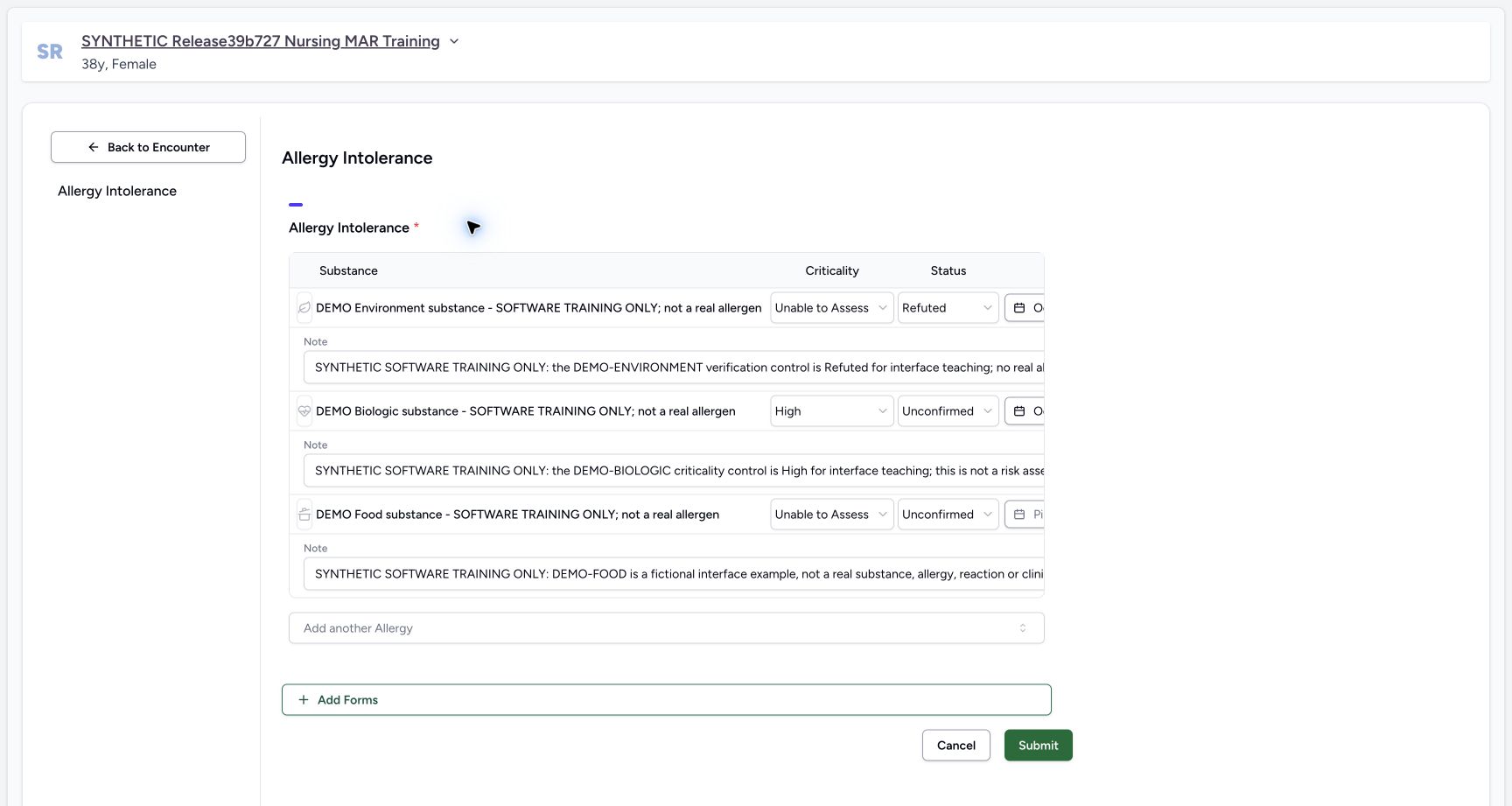 Doctor food restored after remove cancel in the fictional Allergy software exercise