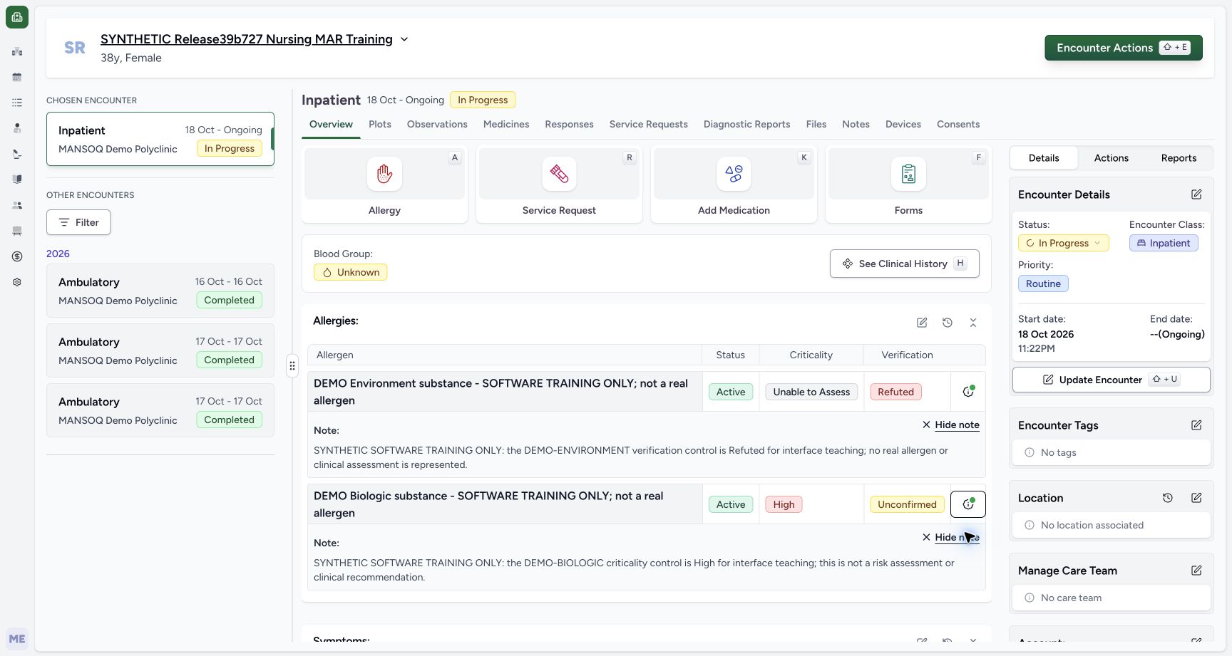 Final biologic note expanded in the fictional Allergy software exercise
