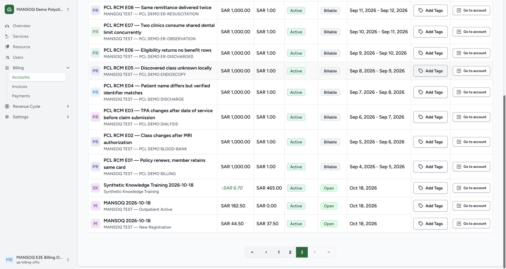 Open the Synthetic Knowledge Training account. Actual synthetic Billing Officer desktop lesson.