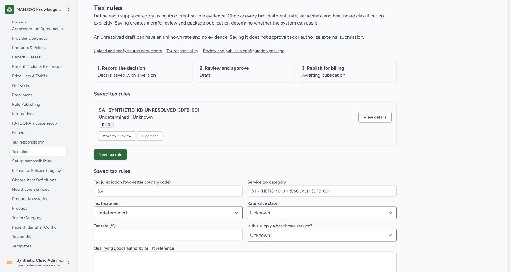 Check Draft after the second Cancel. Genuine fictional Clinic Tax-rule software-training view.