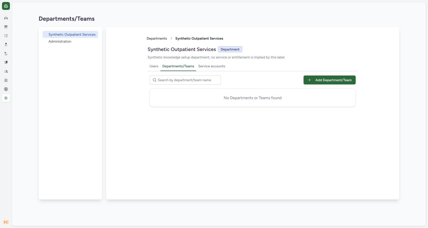 Reloaded parent and empty active hierarchy. Genuine wide synthetic Clinic screenshot.