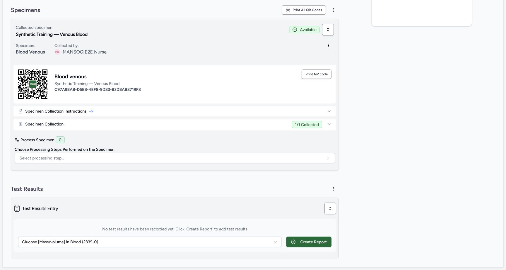loinc report type presave: Report type; Create Report