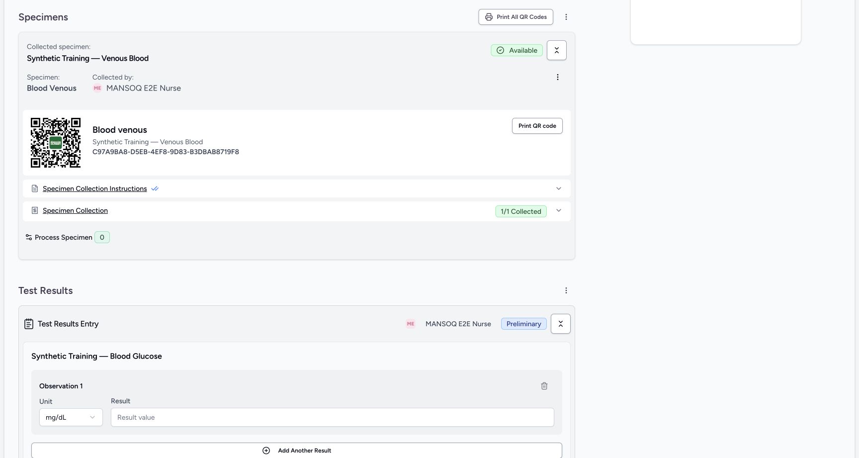 created preliminary report empty results: Preliminary; Default unit; Blank Result