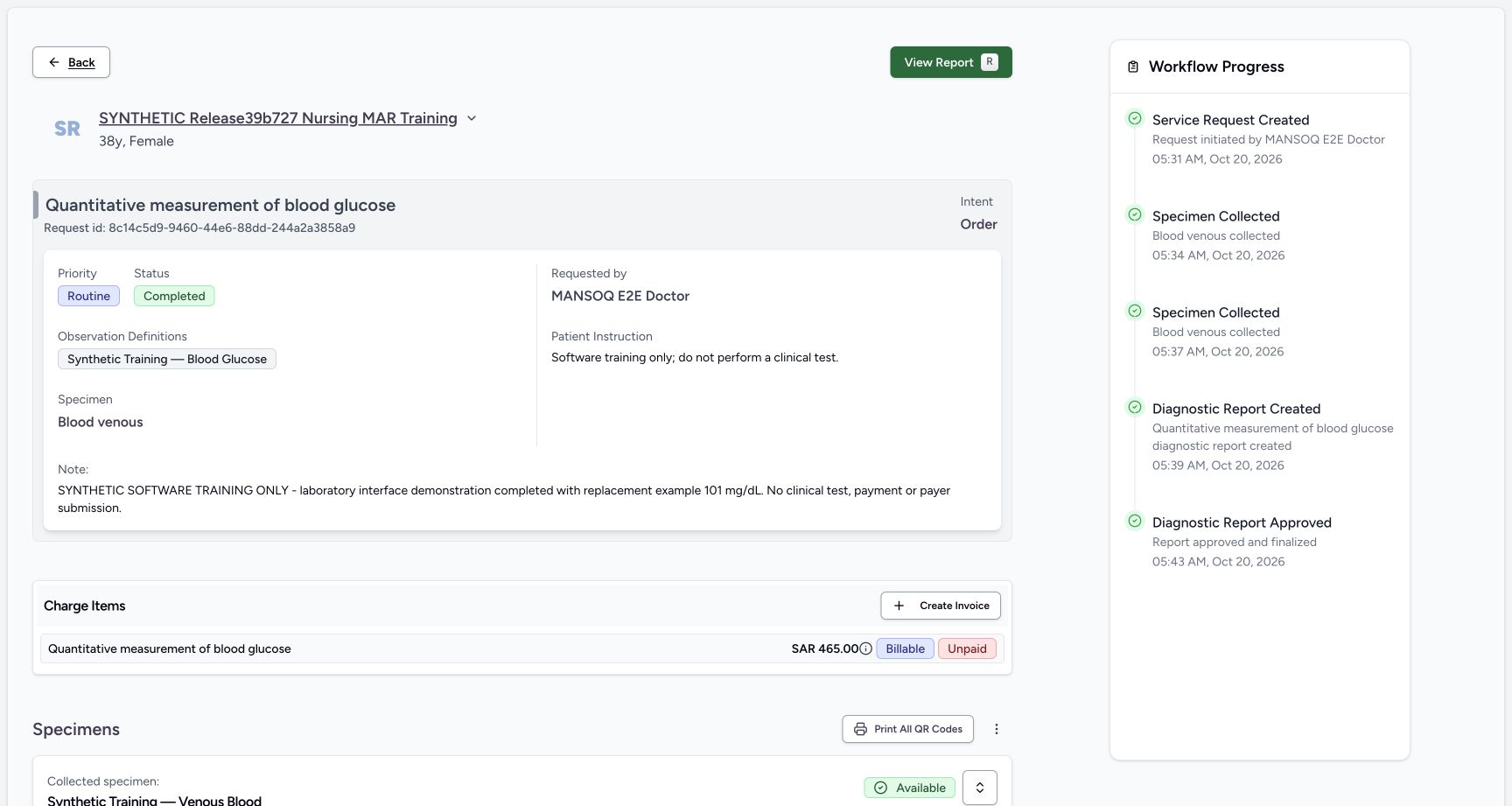 nurse reloaded completed request: Nurse reload Completed; Saved completion note