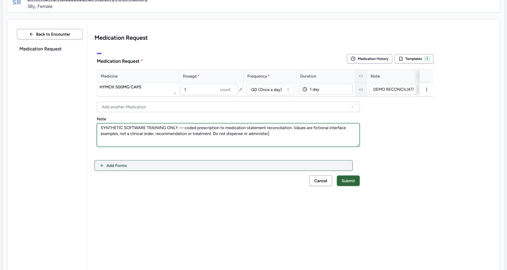 Draft code note review in a fictional software training example
