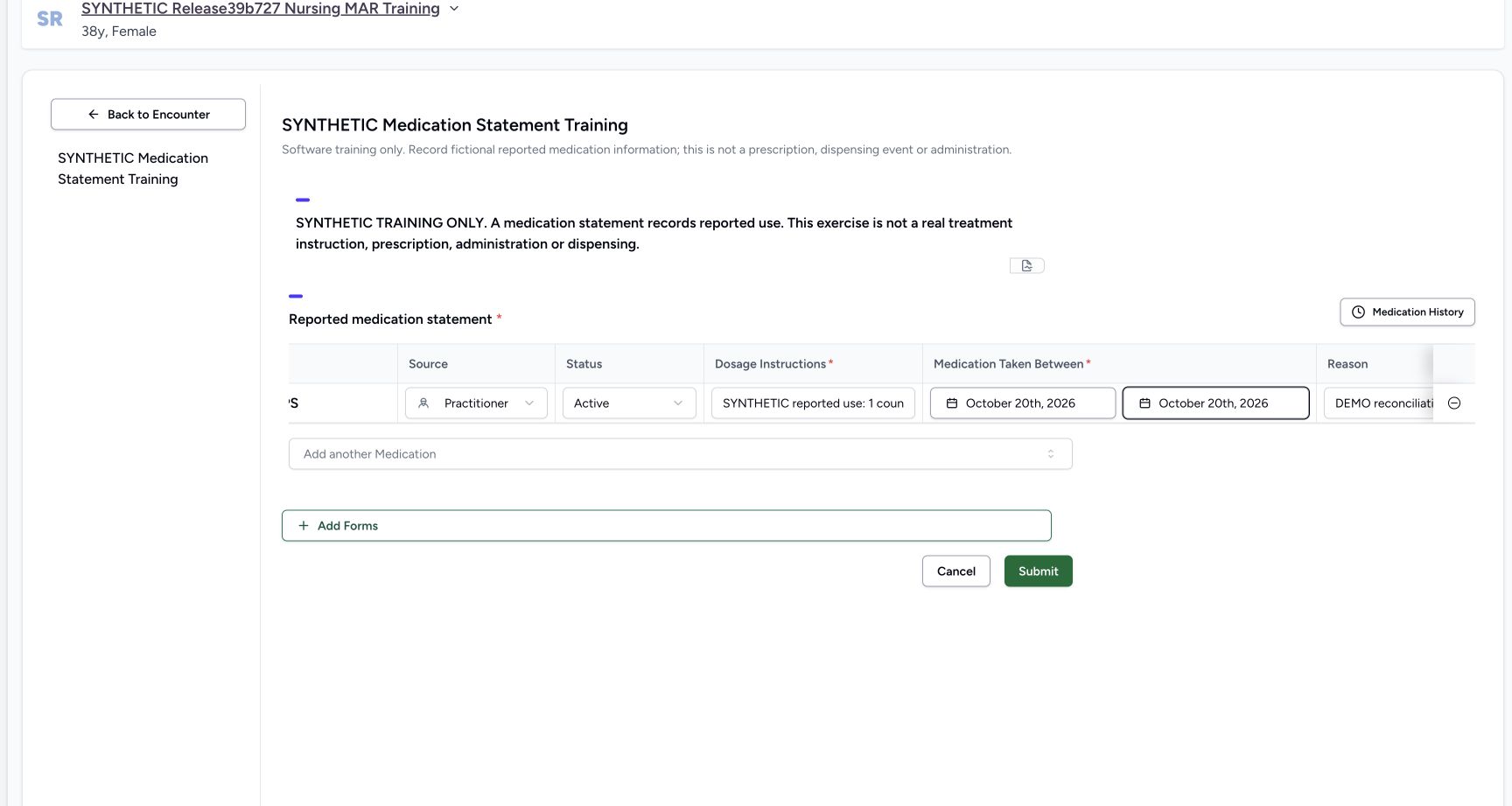 Reconciled statement submit review in a fictional software training example