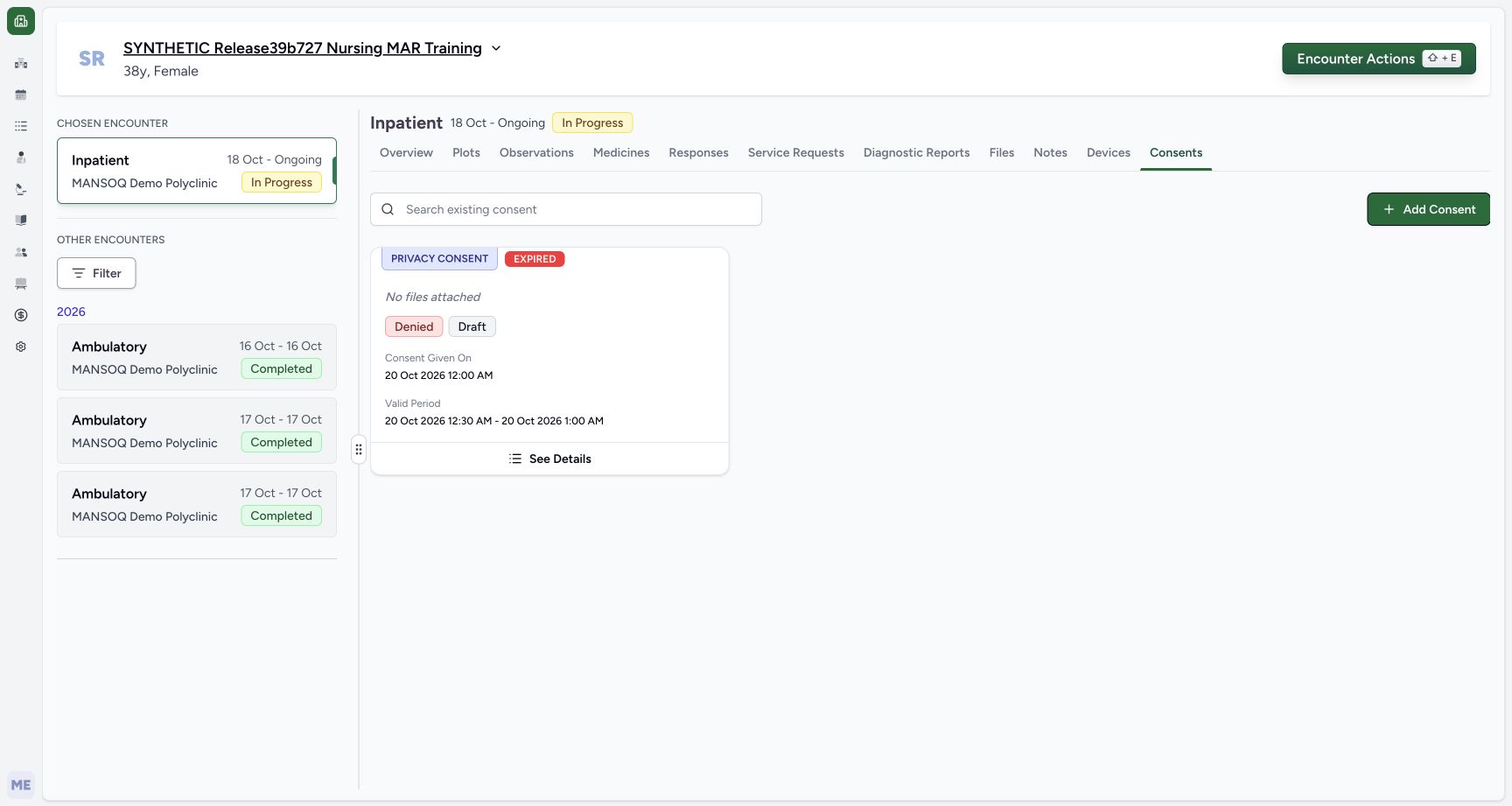 Cleared search restores same draft card on the explicitly fictional Consent metadata example