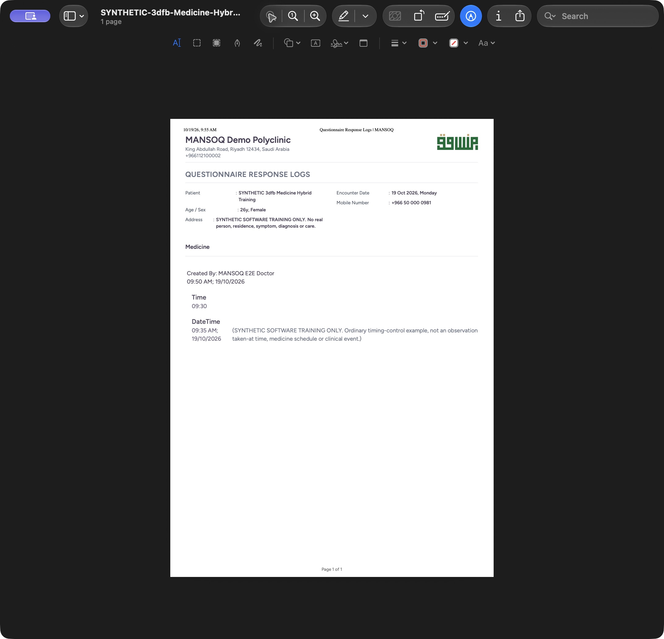 Inspect the complete one-page PDF and footer in Preview. Genuine macOS Preview saved-PDF viewer.