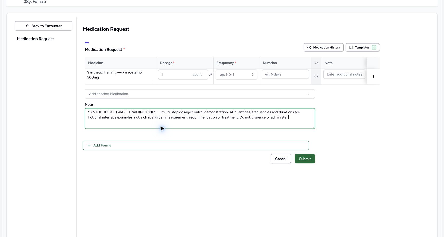 New draft single step in a fictional software training example
