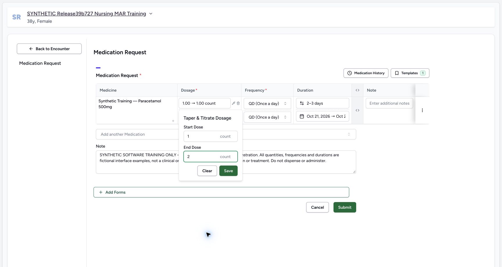 Range popup review in a fictional software training example