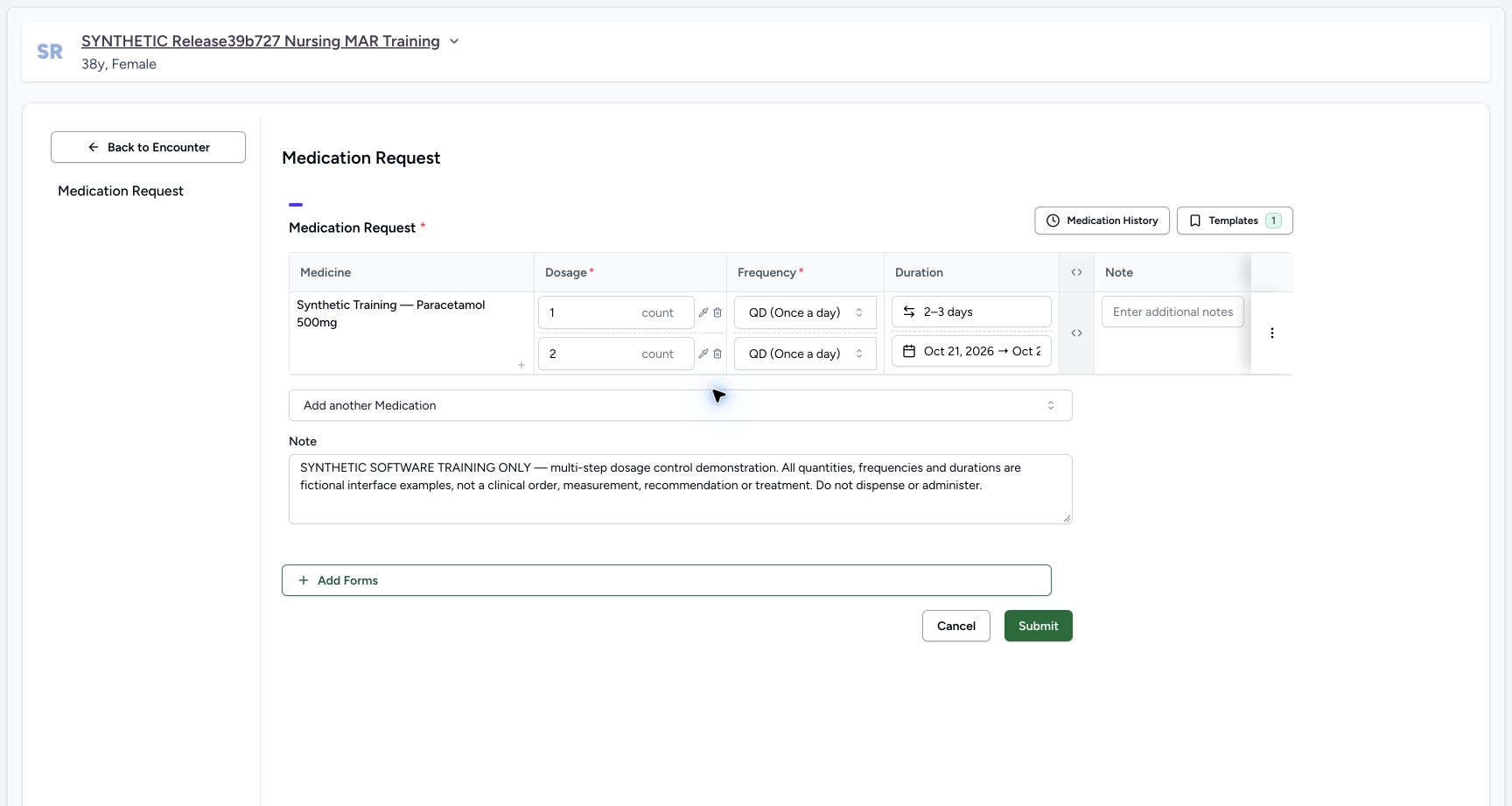 Two steps after removal in a fictional software training example