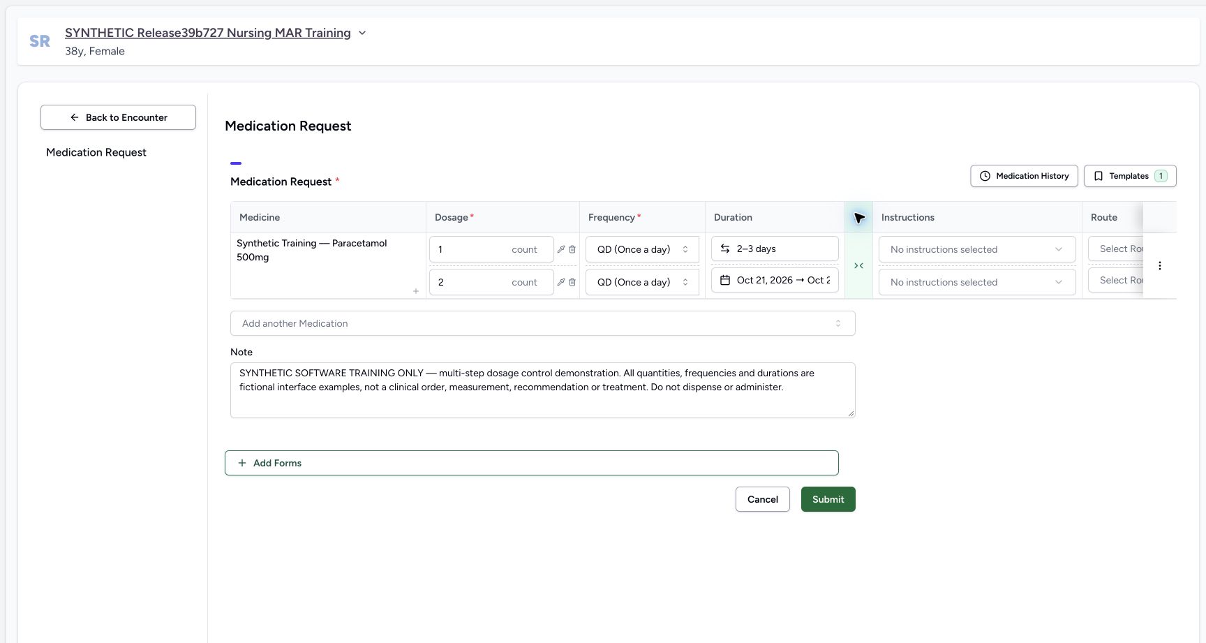 Expand advanced fields in a fictional software training example