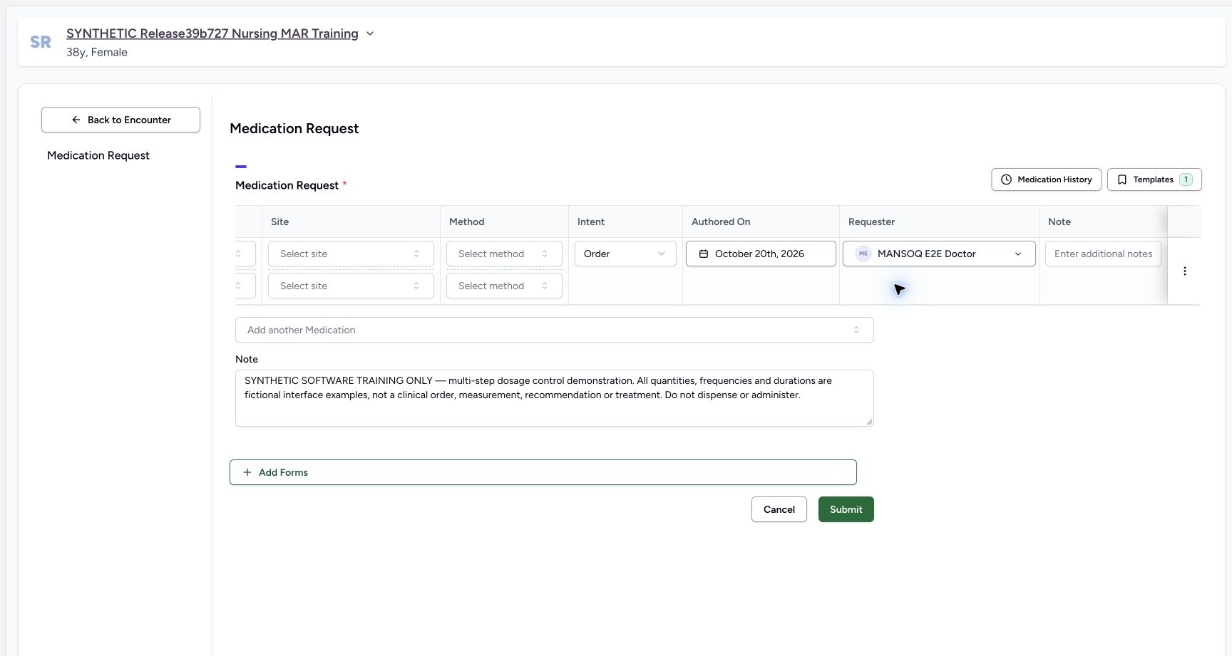 Advanced requester authored date in a fictional software training example