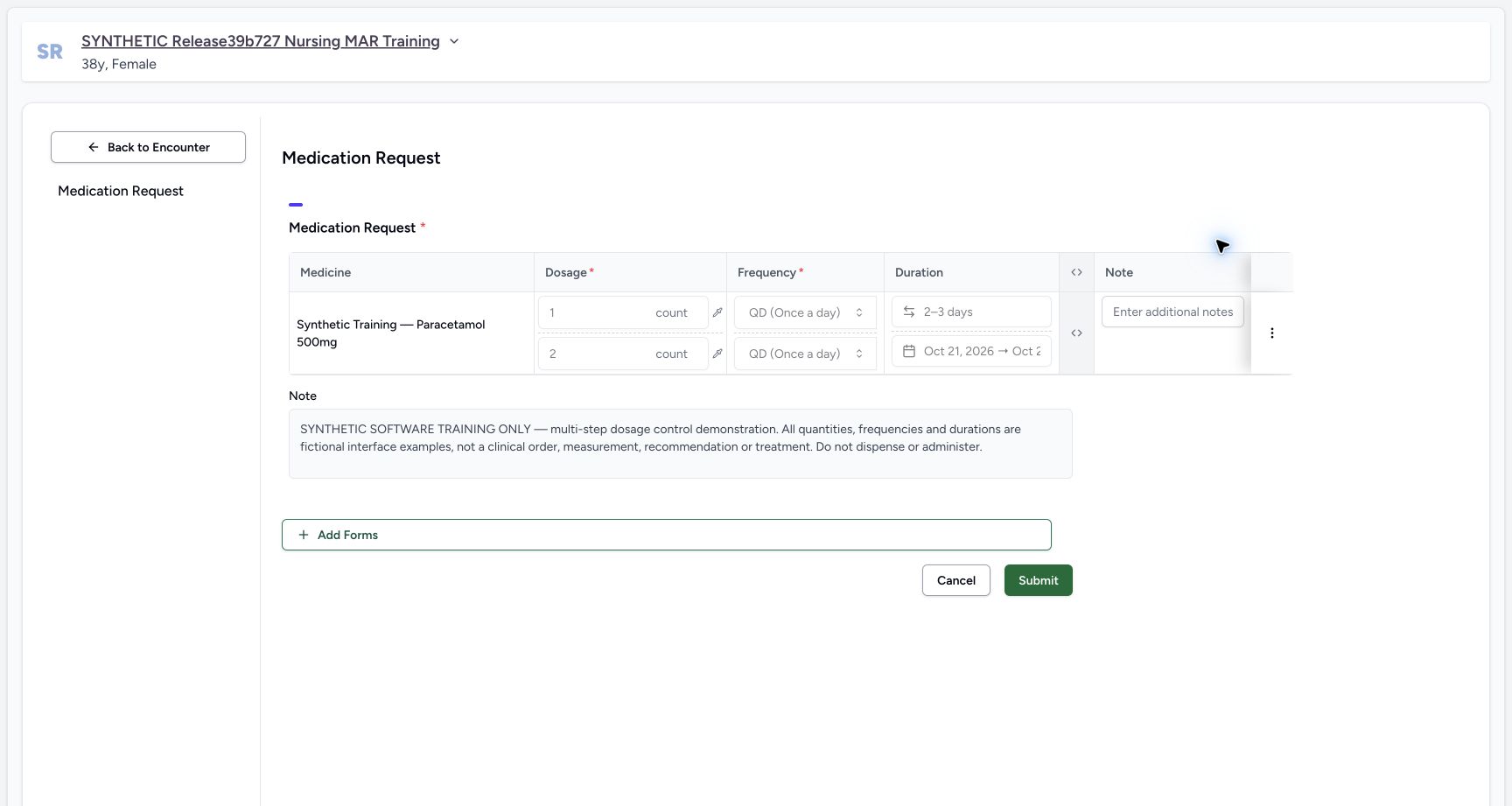Reopened saved two step fields in a fictional software training example