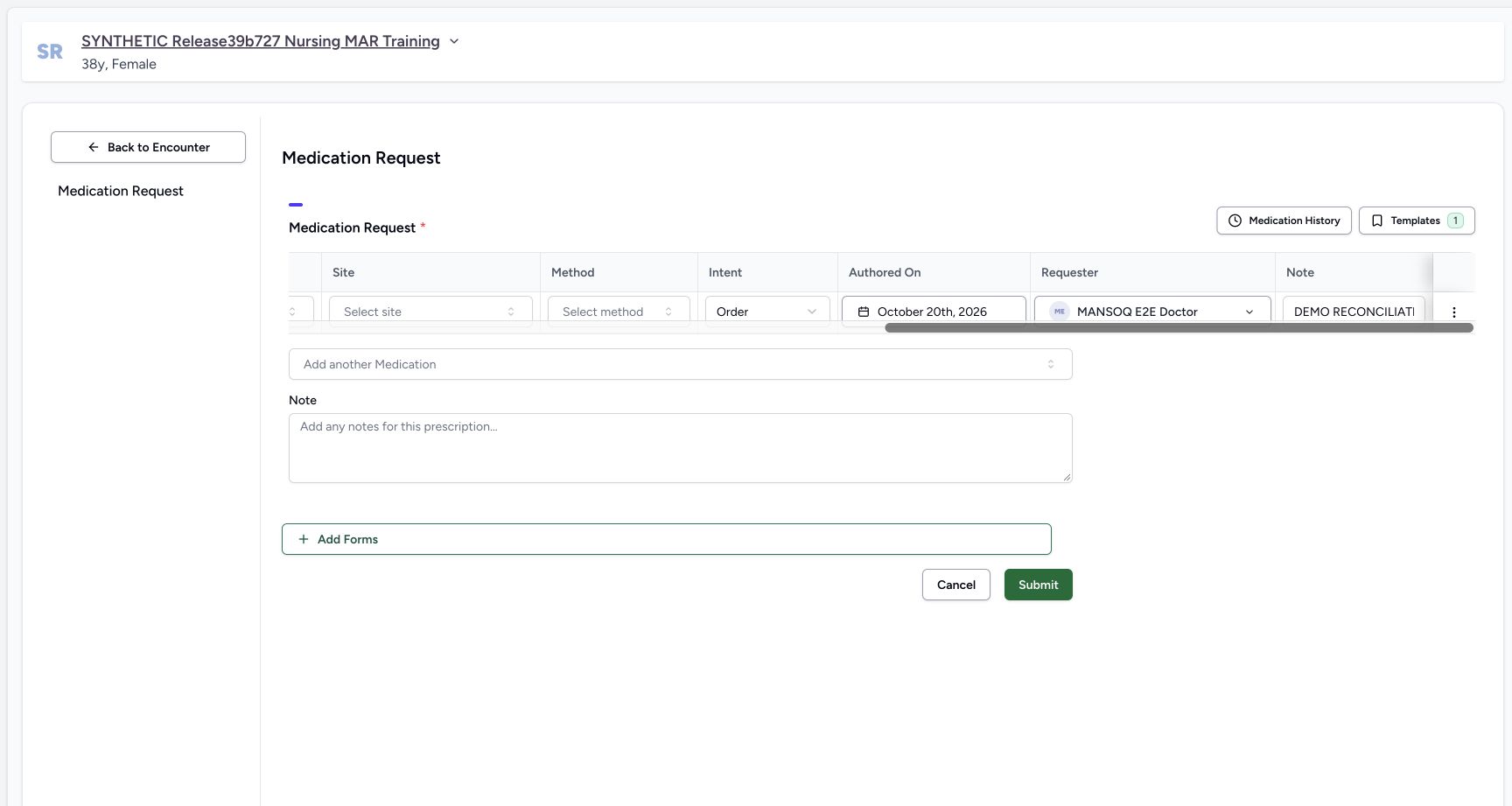 Settled fresh doctor requester date in a fictional software-training example