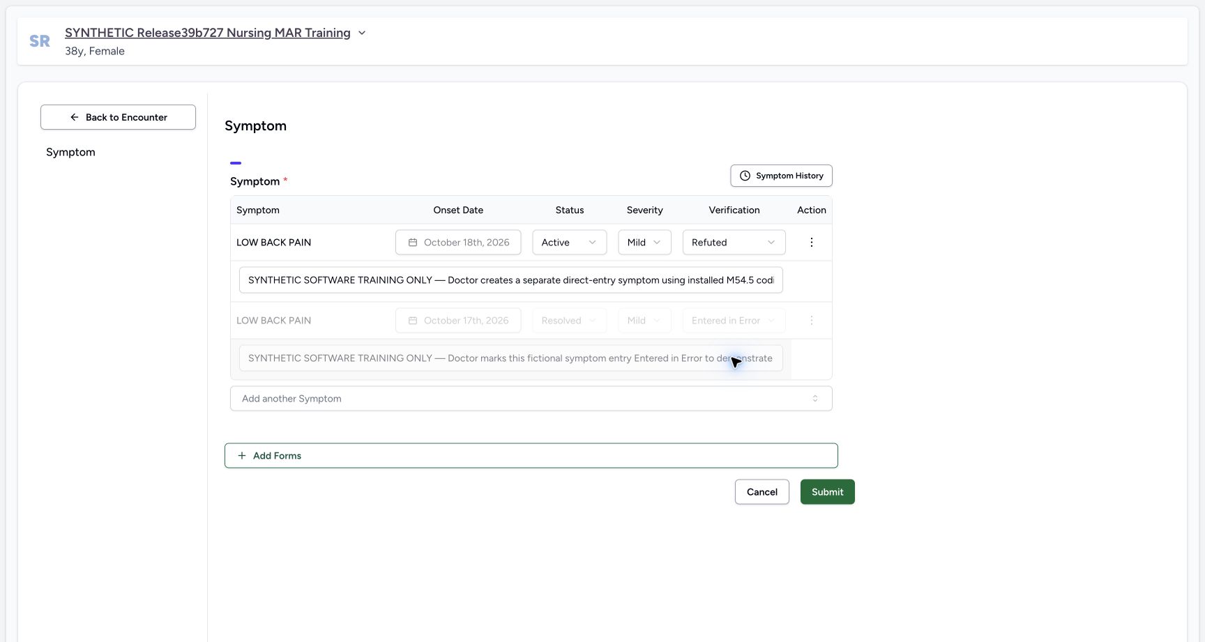 One reviewed Refuted draft with enabled Submit in a fictional software training example