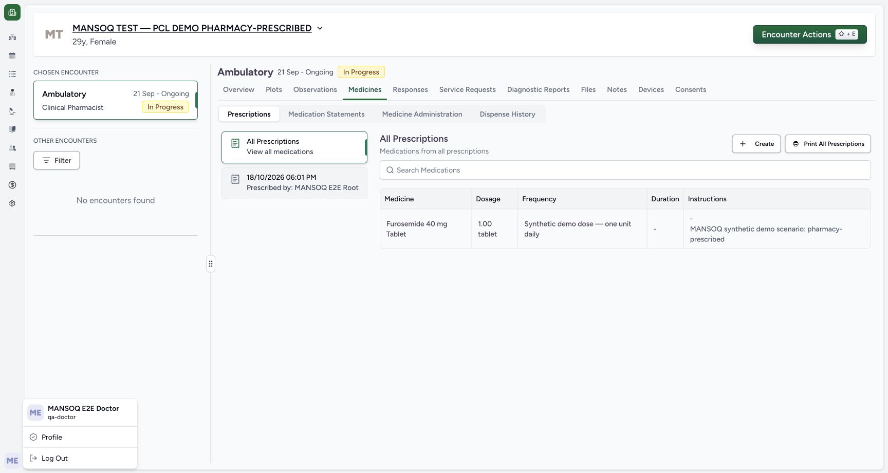 Doctor case identity in a fictional software-training example